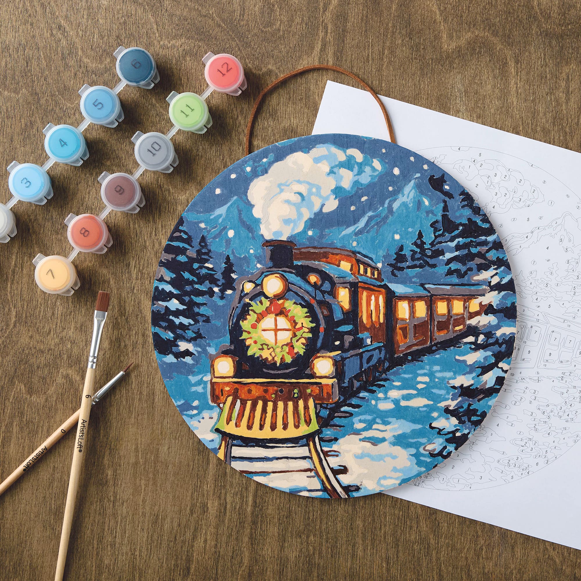 8" Night Train Paint-by-Number Plywood Surface Kit by Artist's Loft®