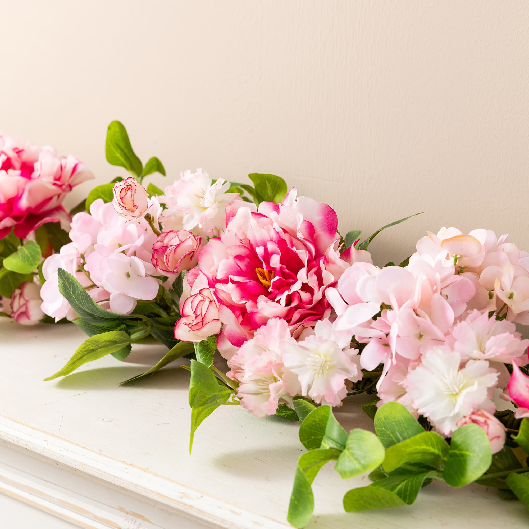 Glitzhome® 6ft. Pink Hydrangea, Peony & Cherry Floral Garland