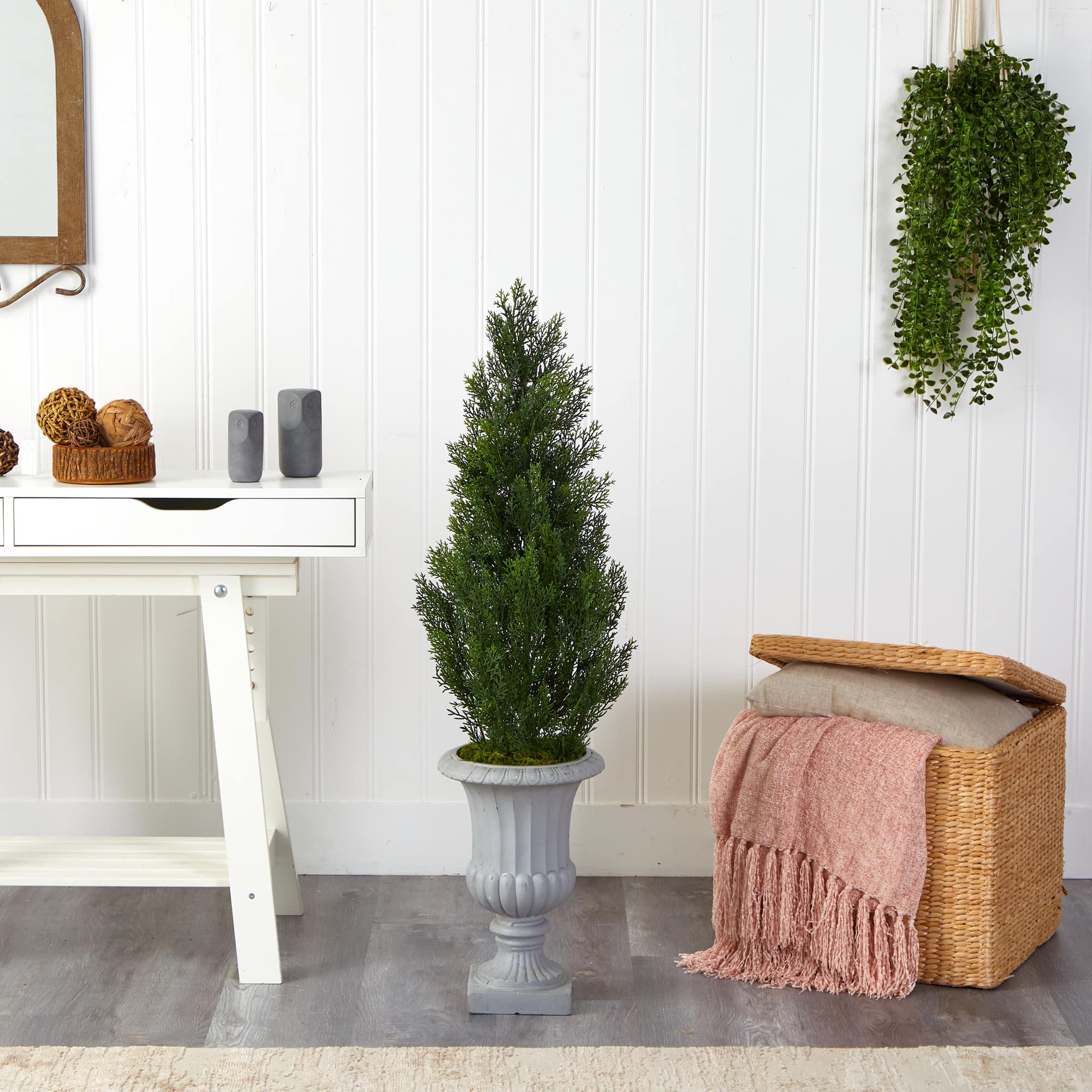 4ft. UV Resistant Mini Cedar Artificial Pine Tree in Decorative Urn