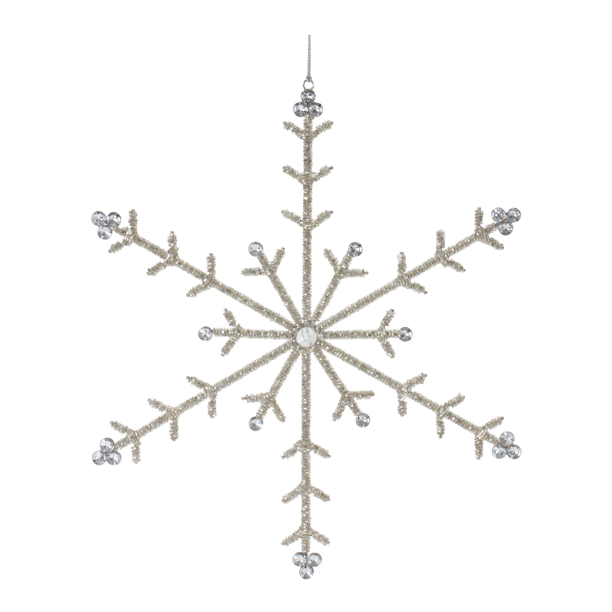 6ct. Jeweled Silver Metal & Glass Snowflake Ornaments