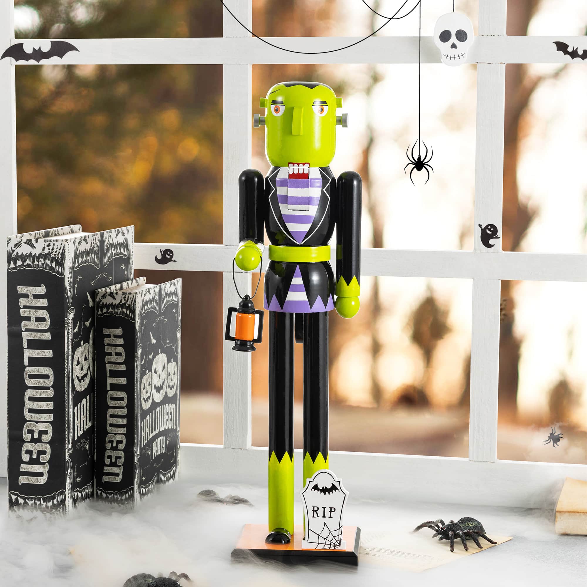 Glitzhome® 18" Halloween Wood Frankenstein with Ornament Nutcracker