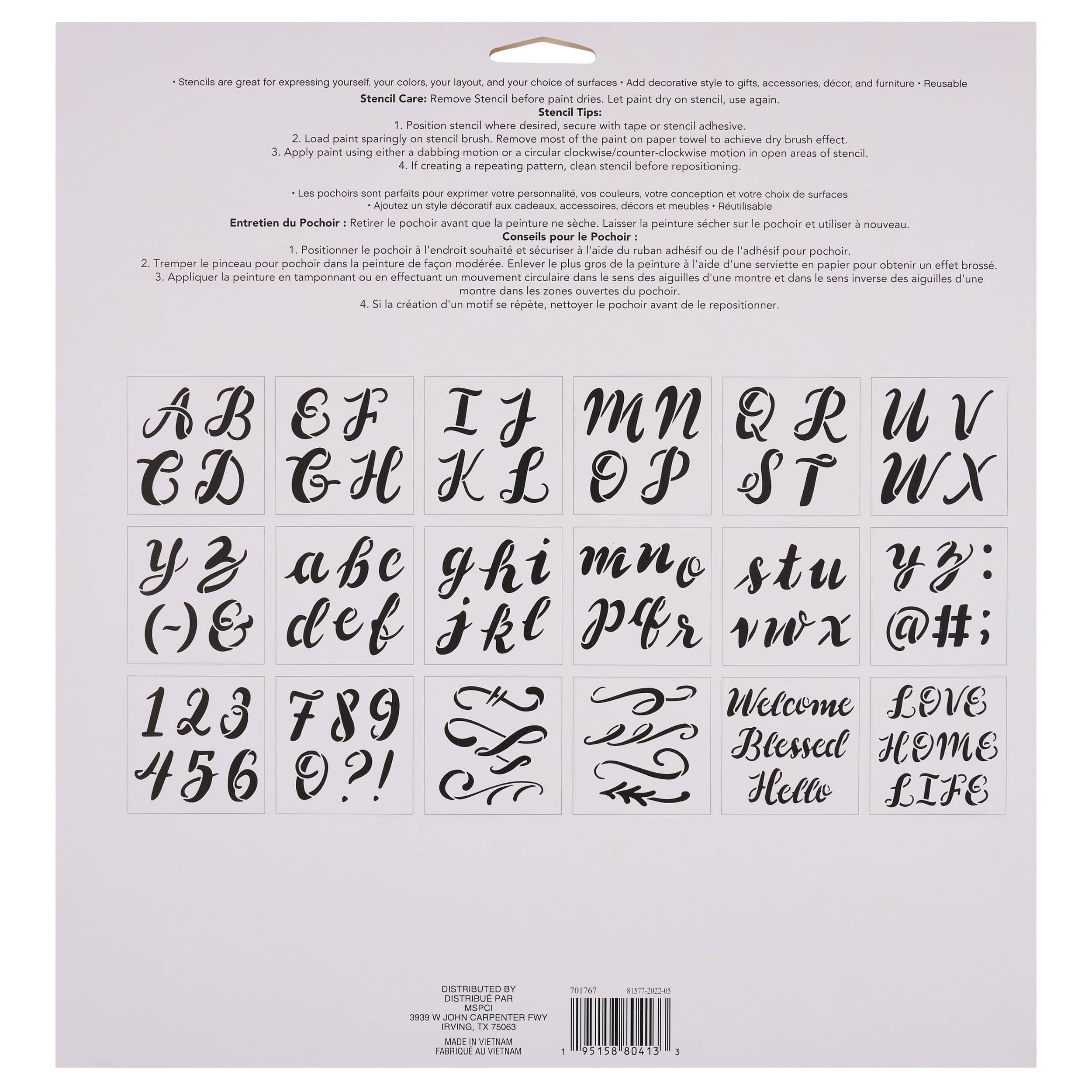 Alphabet Handlettered Script Stencils, 12" x 12" by Craft Smart®