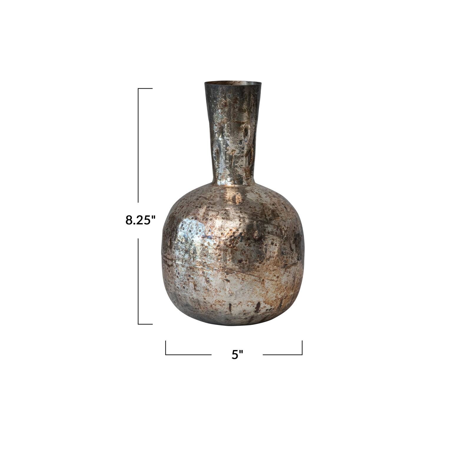 Hello Honey® 8.25" Oxidized Pewter Finish Decorative Metal Vase