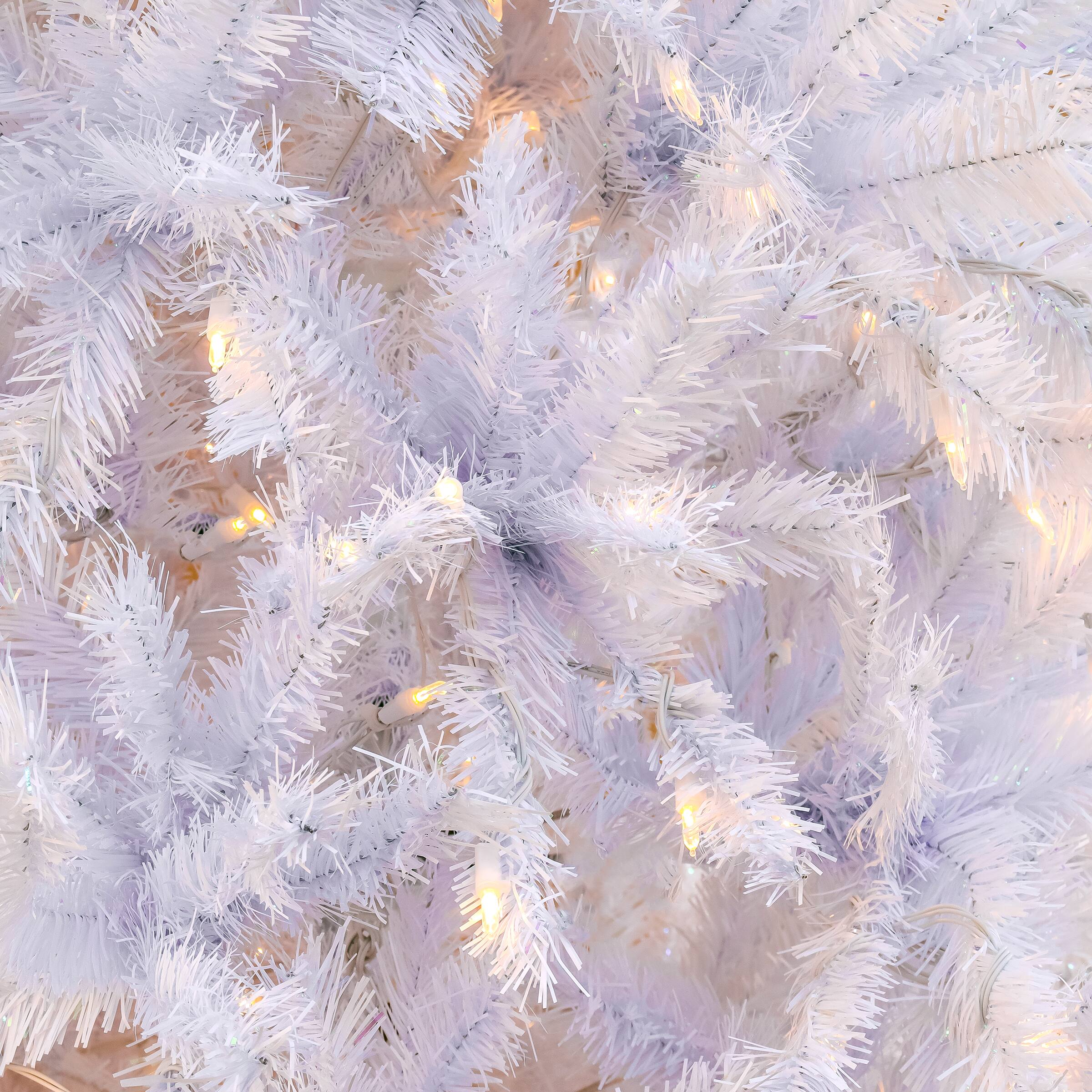 6.5ft. Pre-Lit White Artificial Christmas Tree, Warm White LED Lights