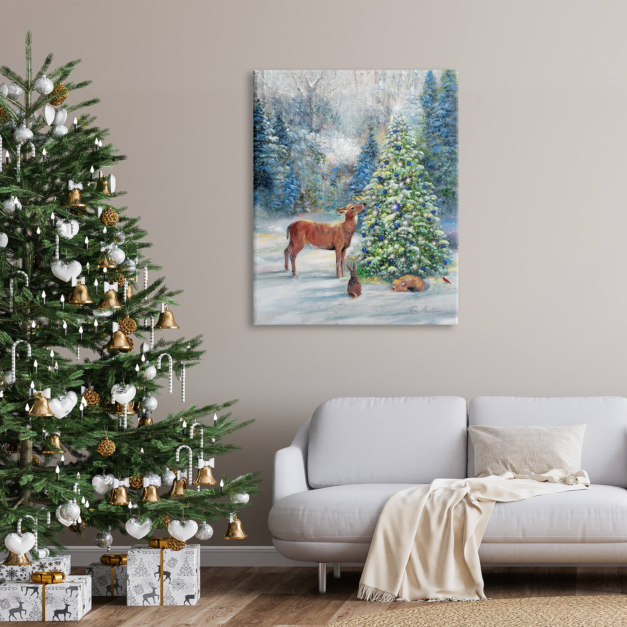 Stupell Industries Winter Woodland Animals Tree Canvas Wall Art