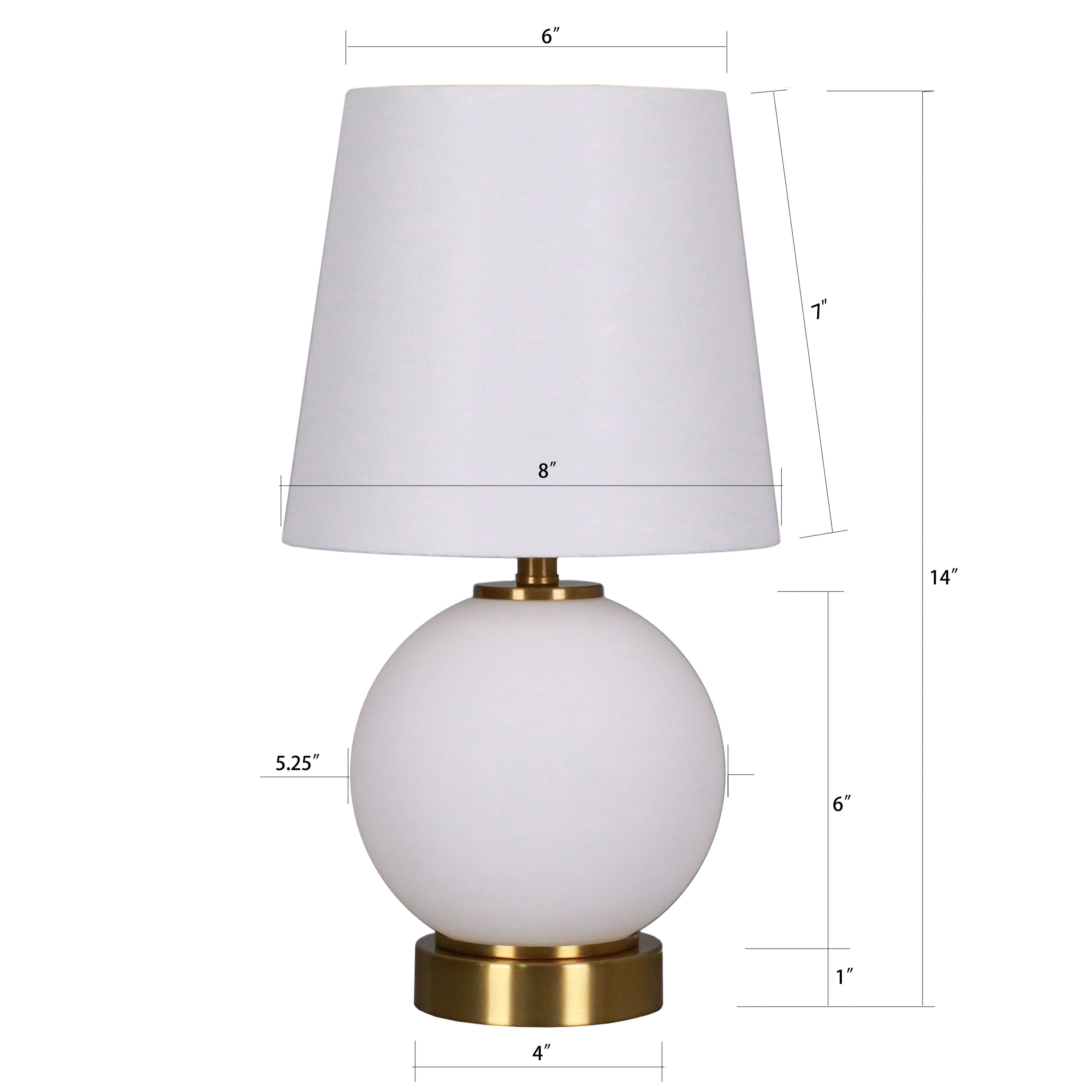 14" Gold & White Glass Table Lamp with White Fabric Shade by Ashland®