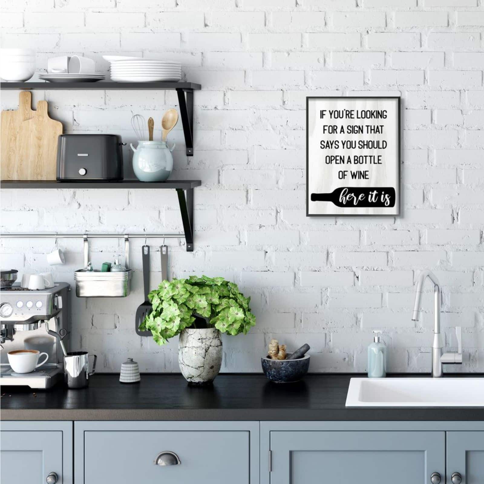 Stupell Industries Open A Bottle of Wine Wall Art in Frame