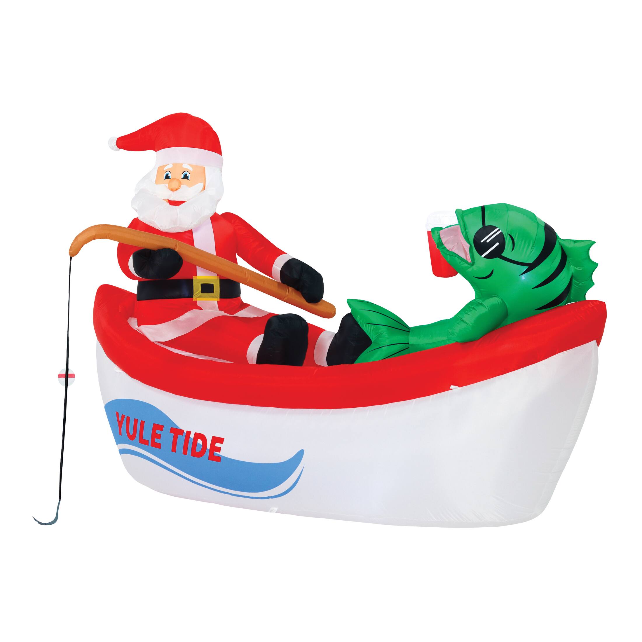A Holiday Company 8ft. Inflatable Fishing Santa in Boat
