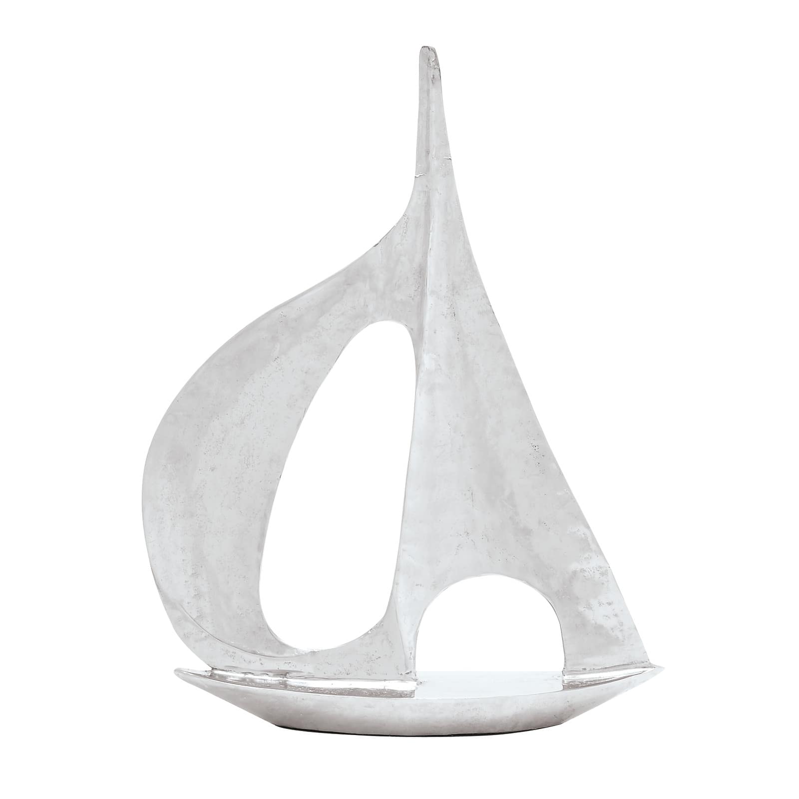 37" Silver Aluminum Sailboat Sculpture
