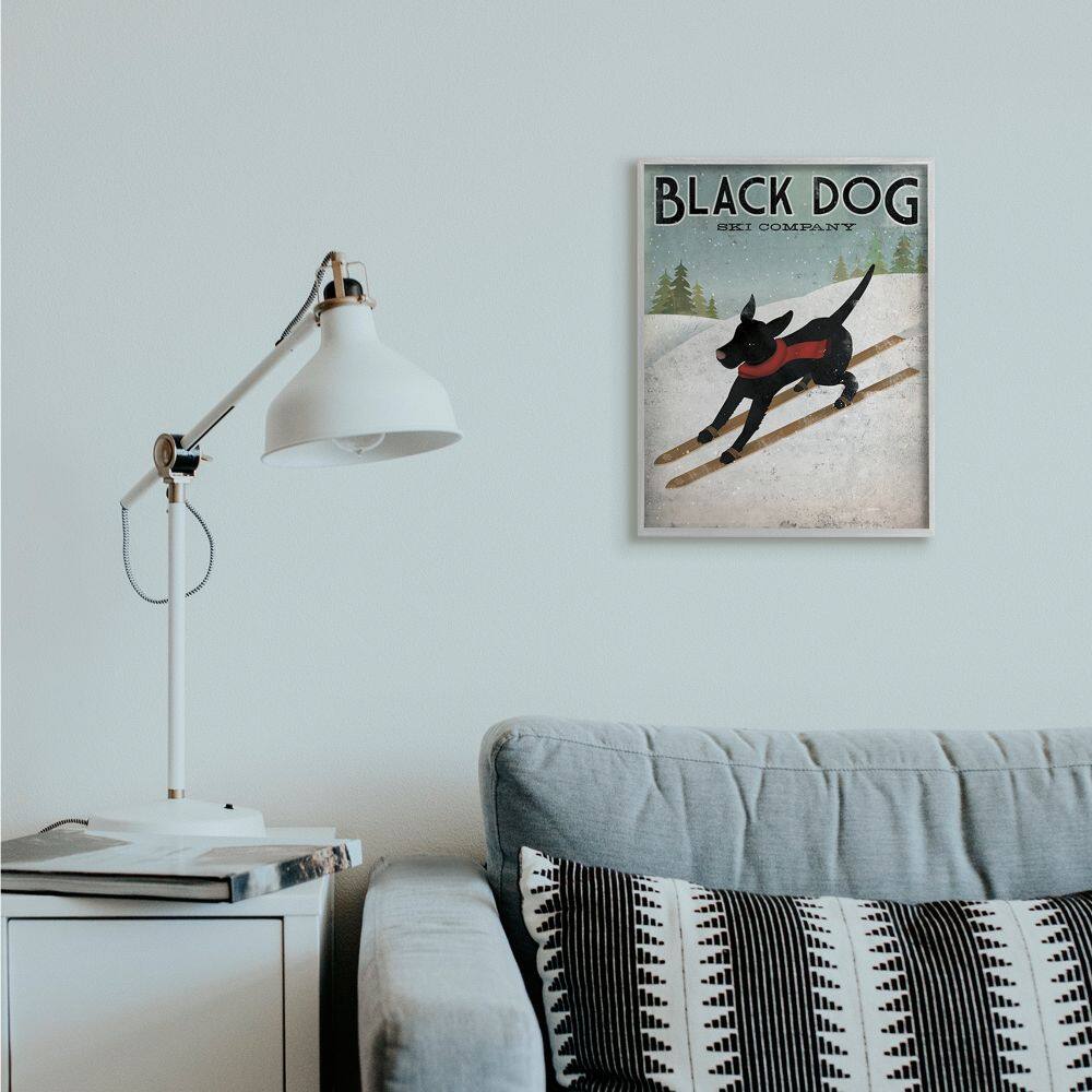 Stupell Industries Black Dog Ski Company Wall Art in Frame