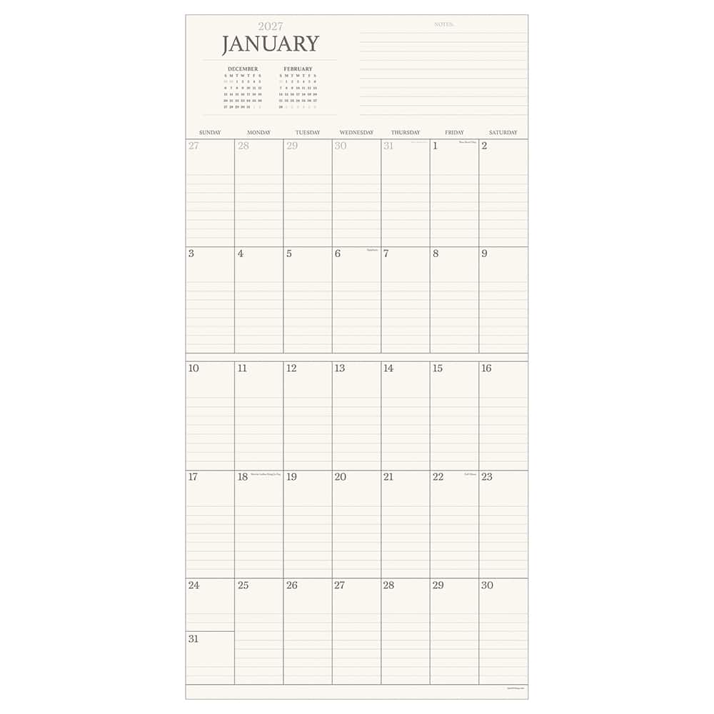 2027 Simple Aesthetic Grid Wall Calendar
