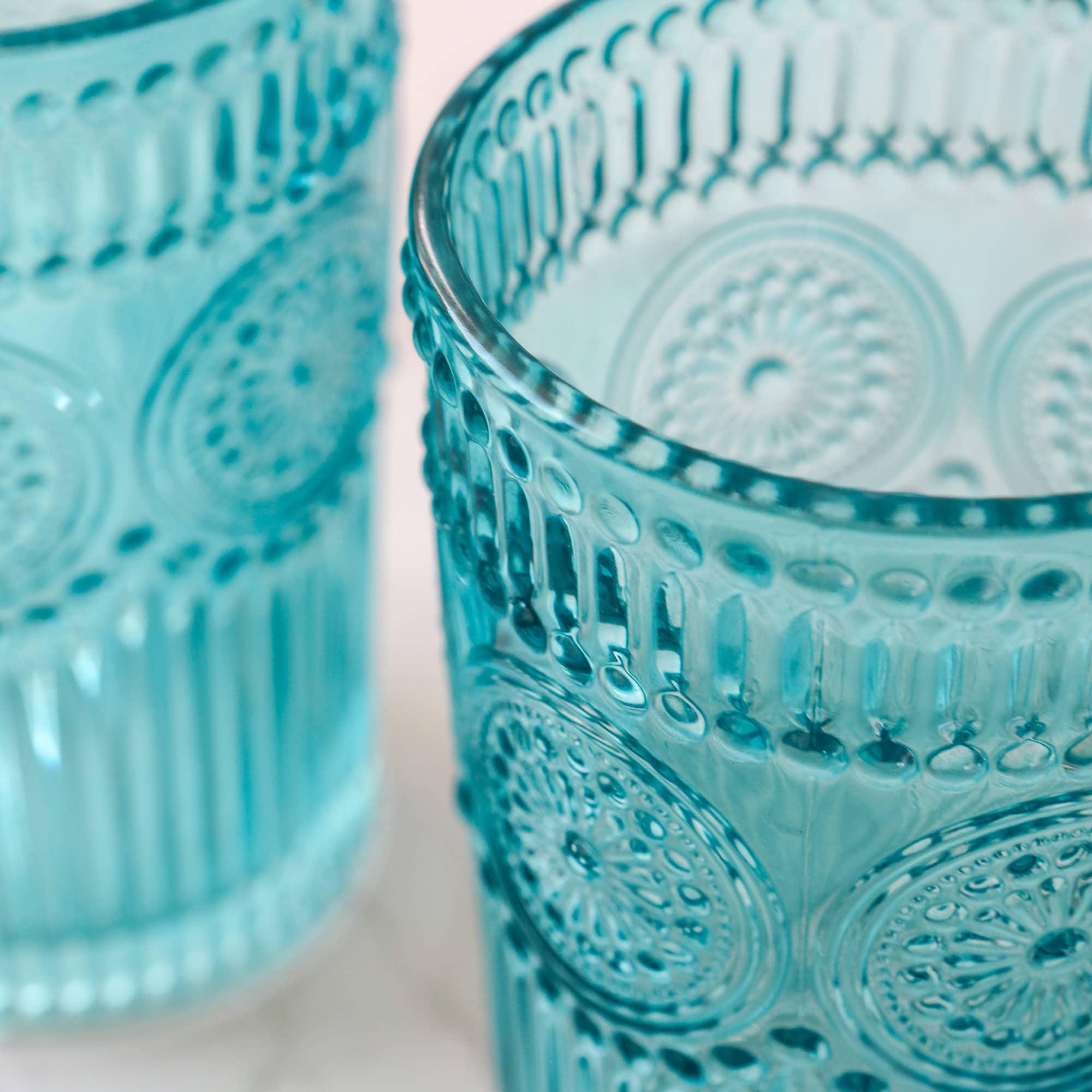 Kate Aspen® 13oz. Vintage Textured Aqua Blue Drinking Glasses, 6ct.