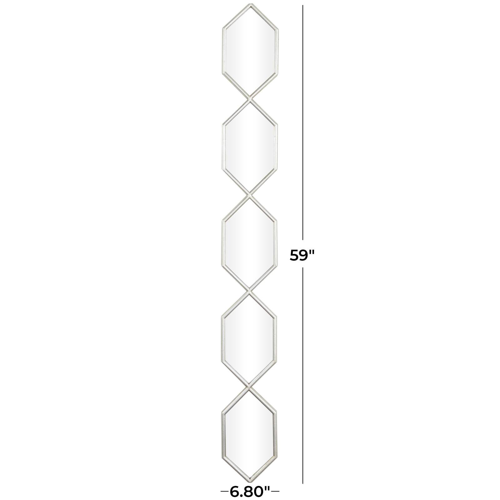 Silver Metal Slim Stacked Chain 5 Layer Wall Mirror with Trellis Pattern 7" x 1" x 59"