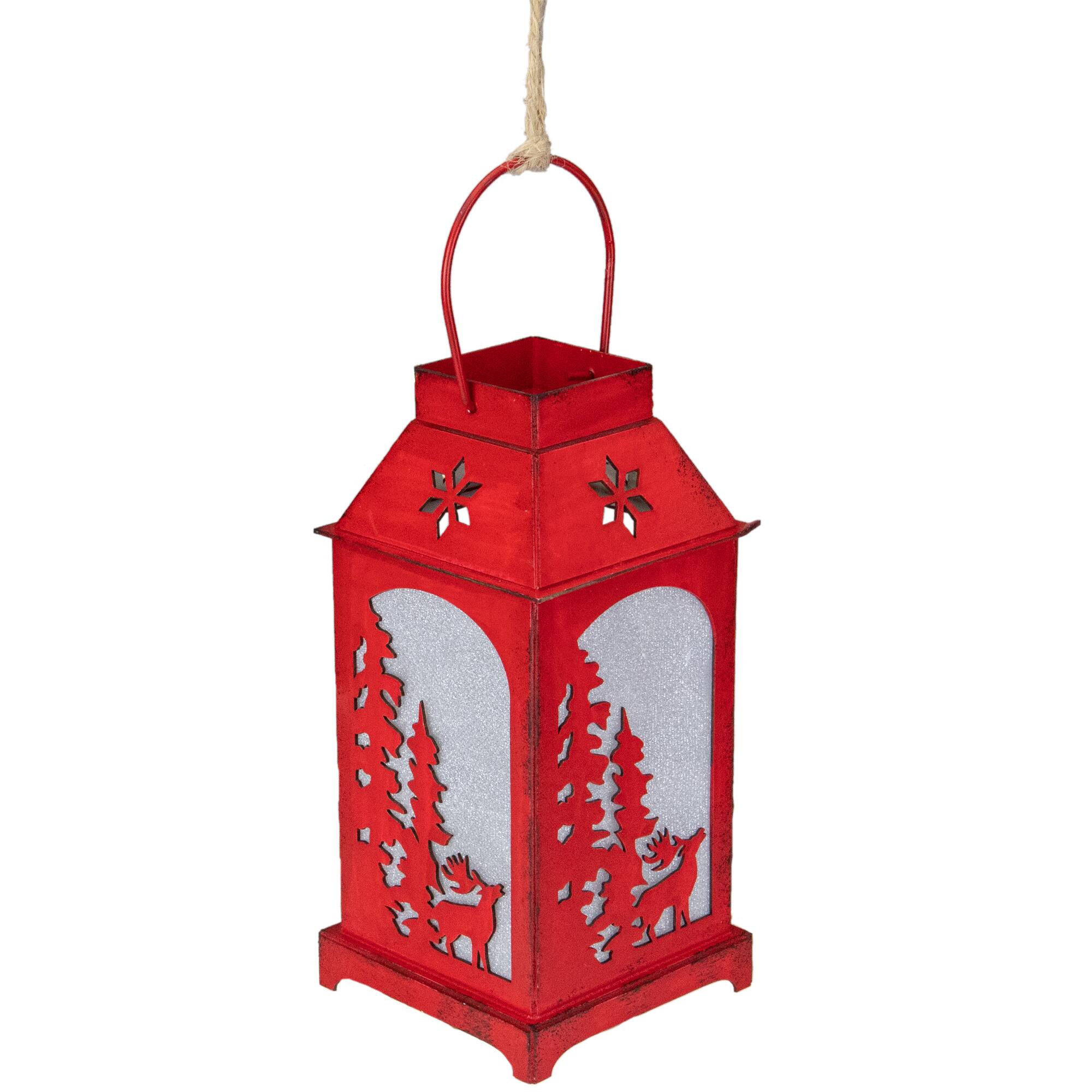 Lighted Reindeer Silhouette Lantern Christmas Ornament - 5.5" - Red
