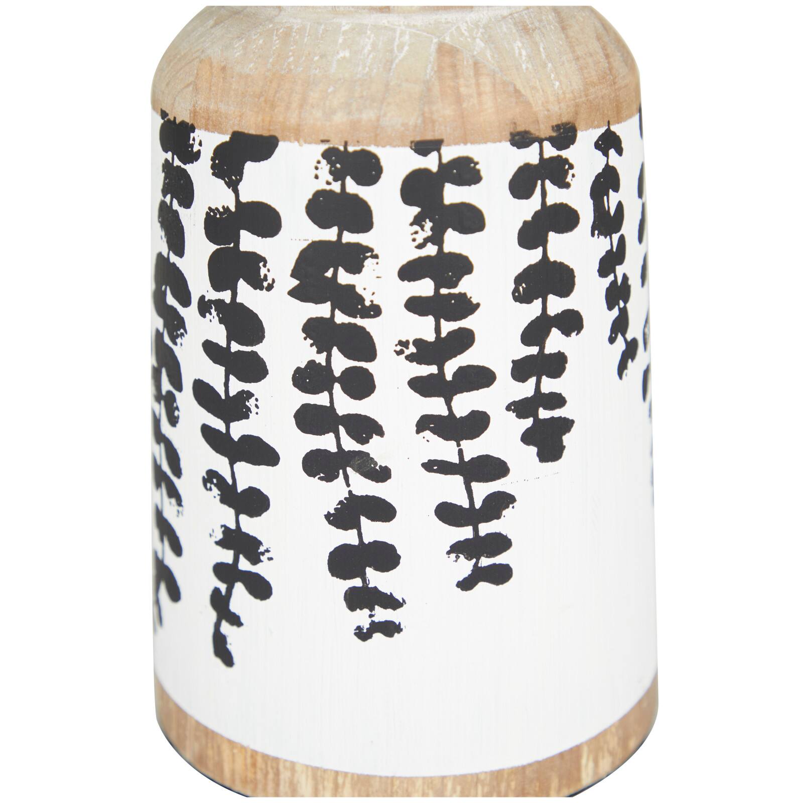 Brown Wood Drooping Vine Pillar Leaf Candle Holder Set