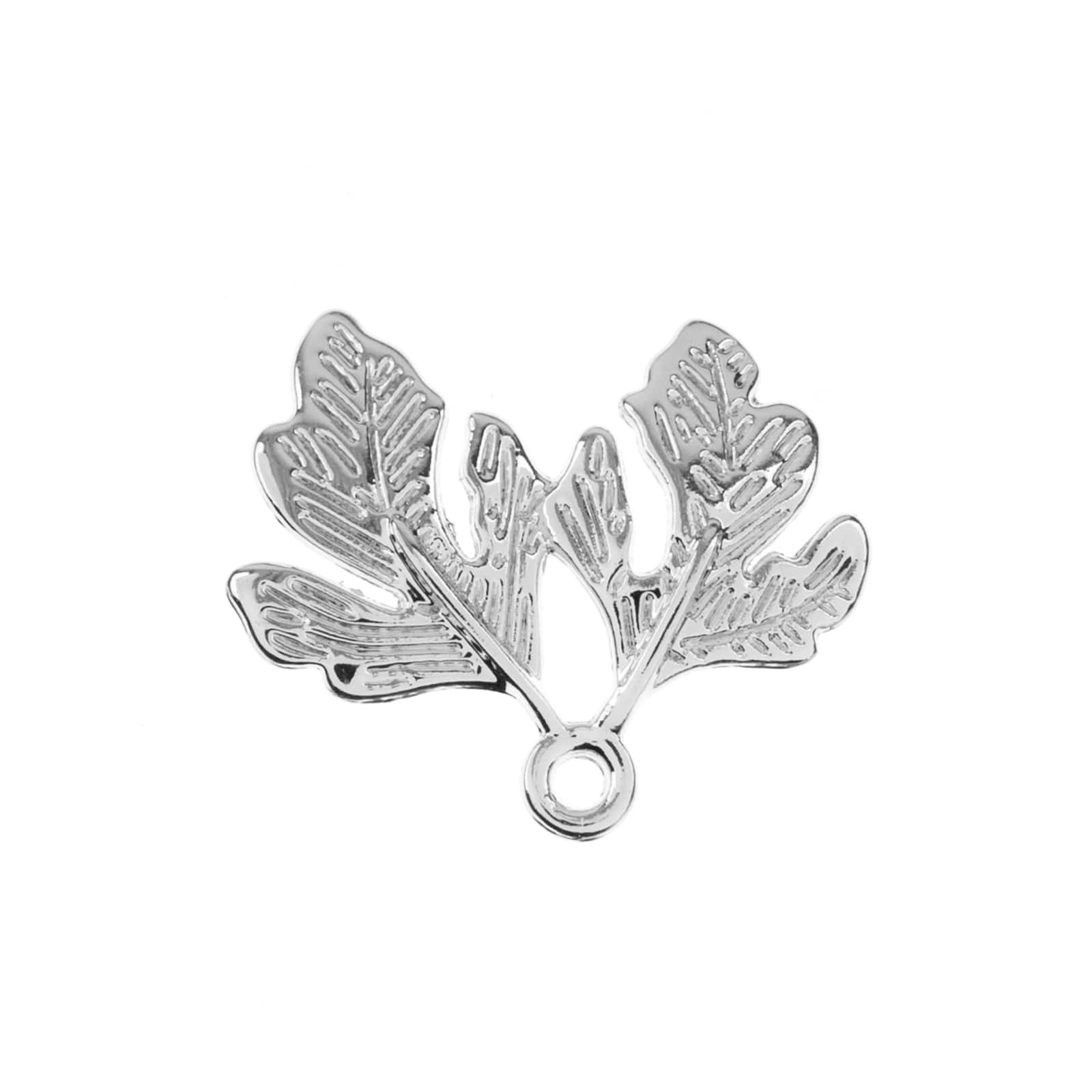 John Bead 21mm Silver Two Leaves Beadwork Pendants 6ct  21mm x 18mm  Michaels