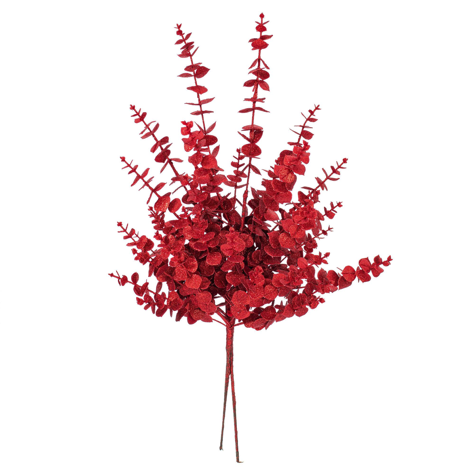 Vickerman 28" Red Artificial Eucalyptus Glitter Sprays, 2ct.