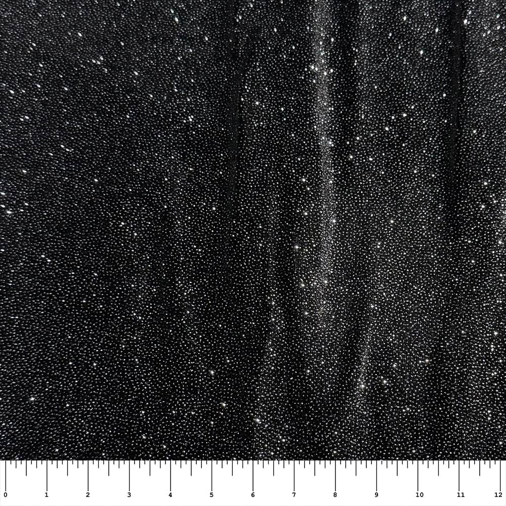 Feldman Black with Silver Sparkle Stretch Velvet Fabric