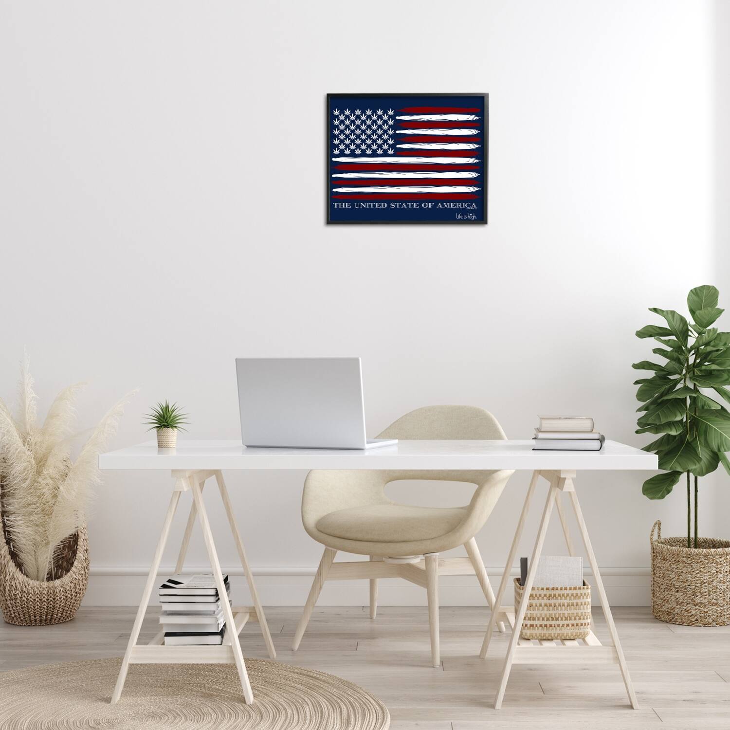 Stupell Industries Herb America Flag Framed Giclee Art