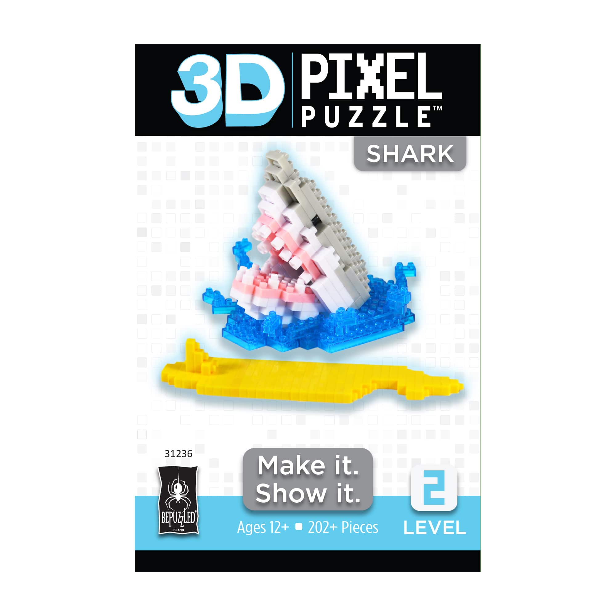 3D Pixel Puzzle™ Shark 202 Piece Puzzle