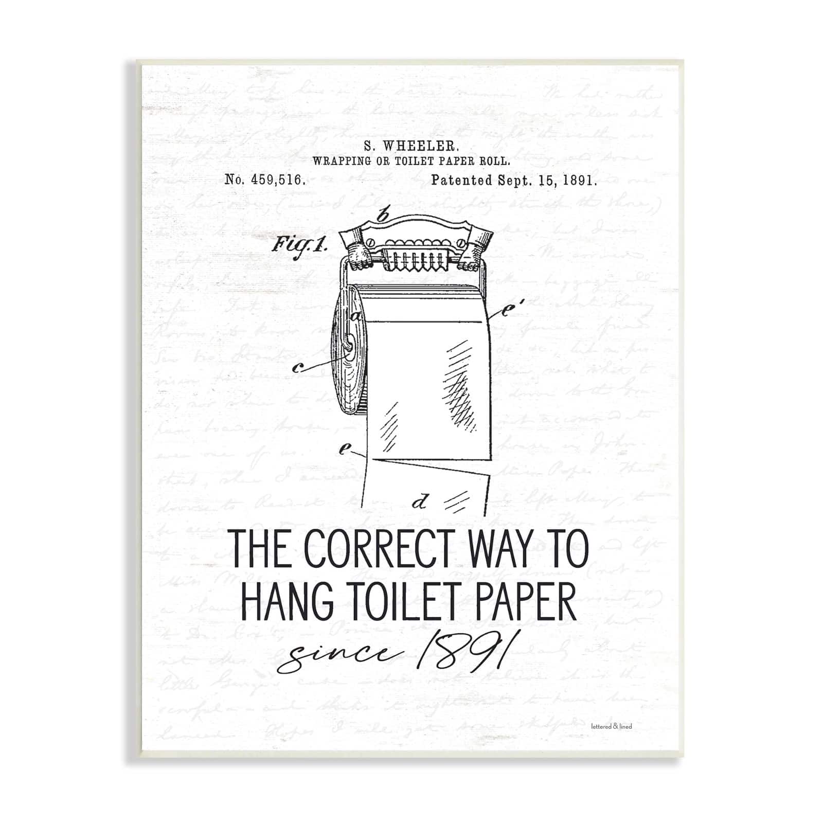 Stupell Industries Vintage Bathroom Diagram Correct Way Hang Toilet Paper Wall Plaque