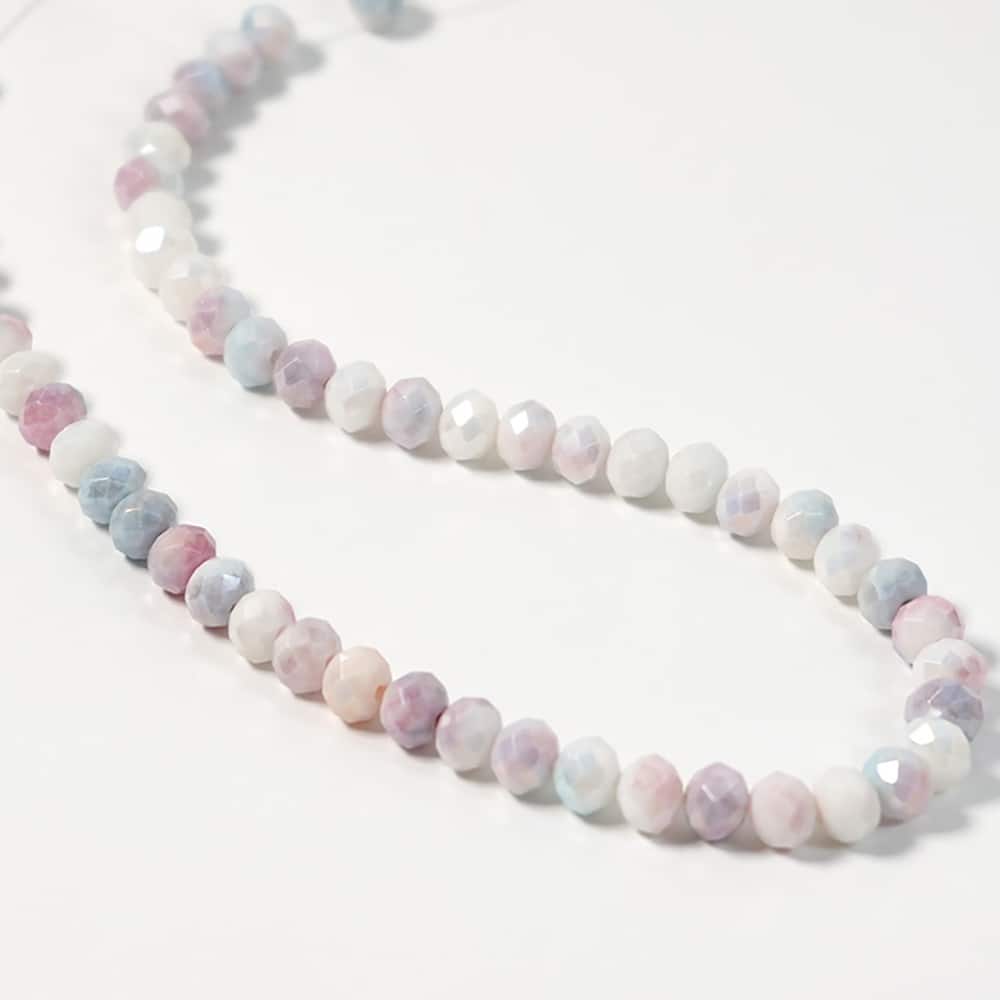 Jesse James Beads 8mm Mauve Pink & Gray Blue Rondelle Glass Beads