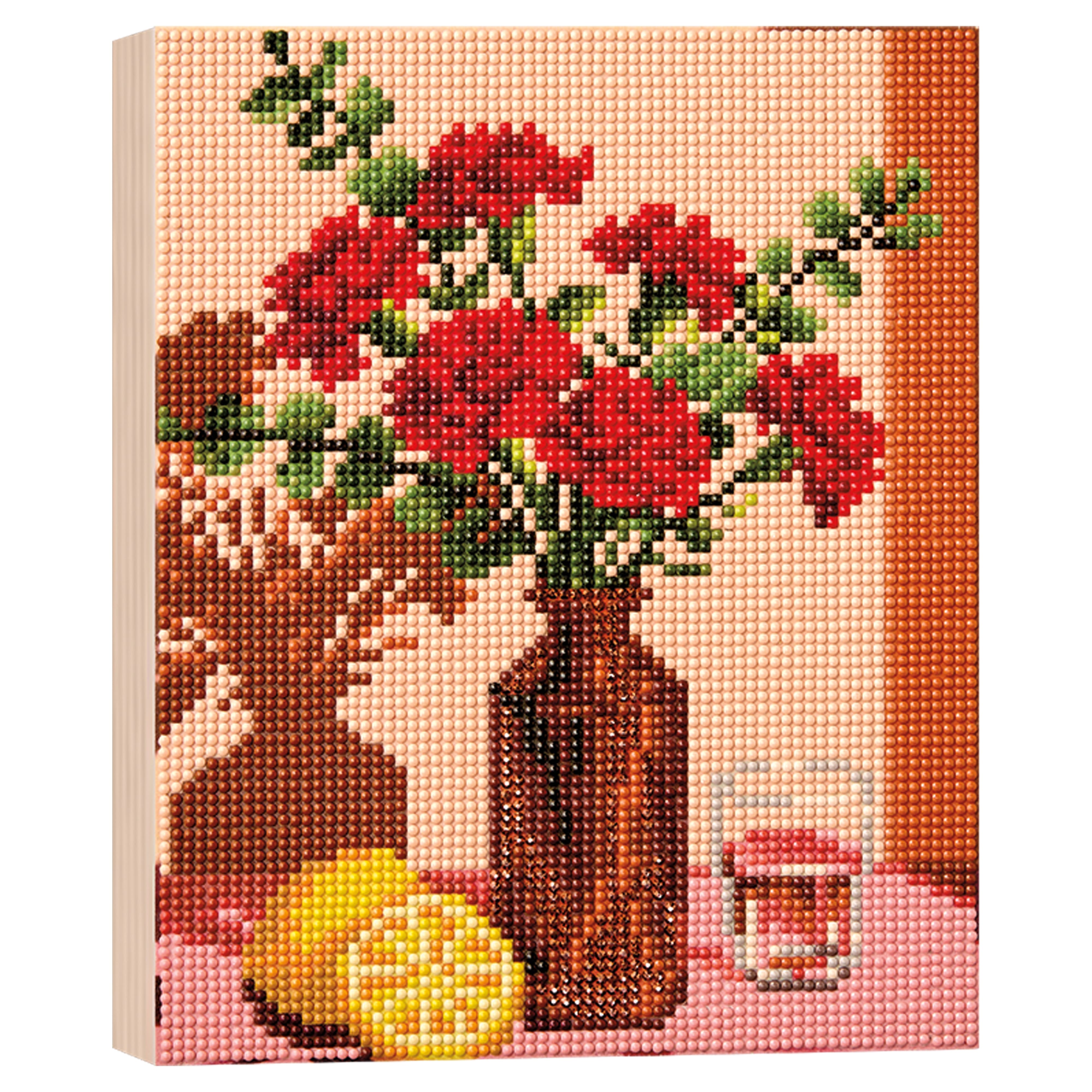 8" x 10" Carnations Wood Plank Diamond Art Kit by Make Market®