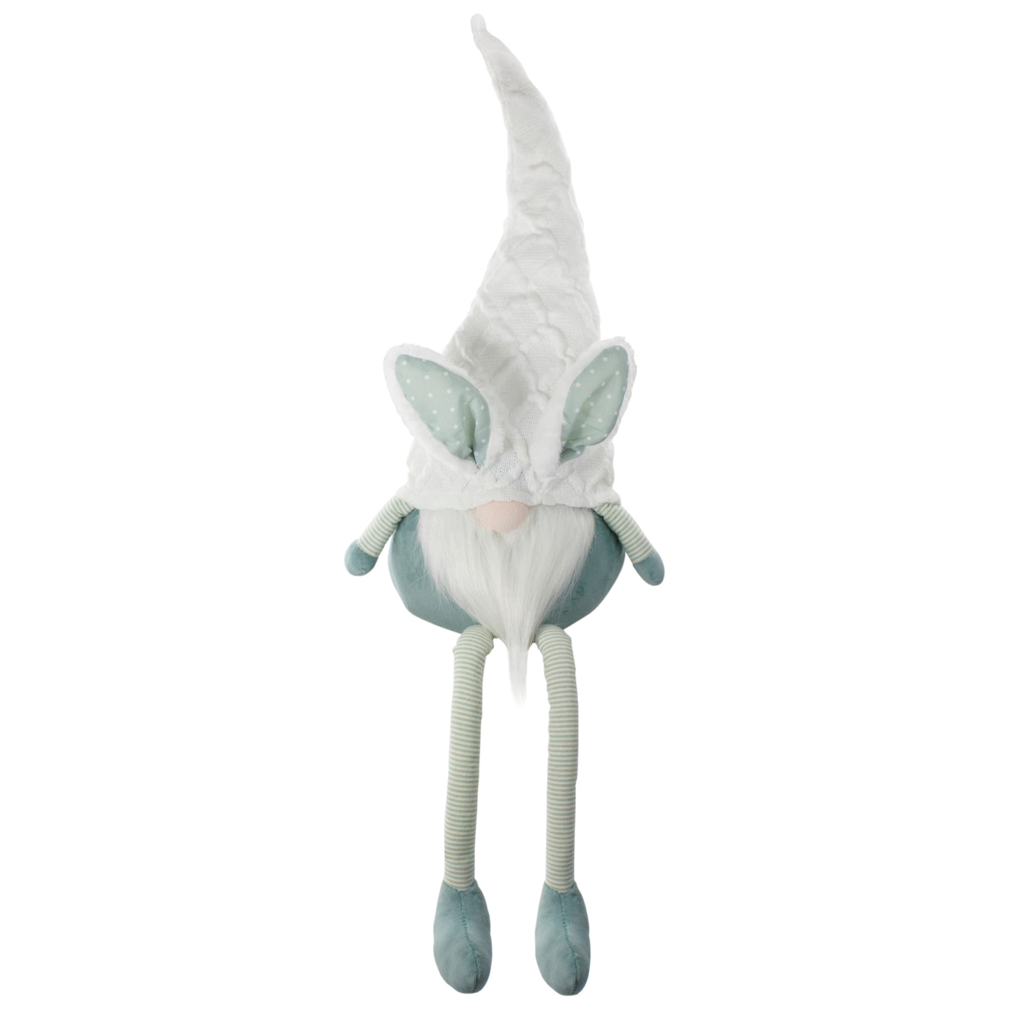 Northlight 33in White And Green Sitting With Bunny Ears And Dangling Legs Easter Gnome, One Size, Green