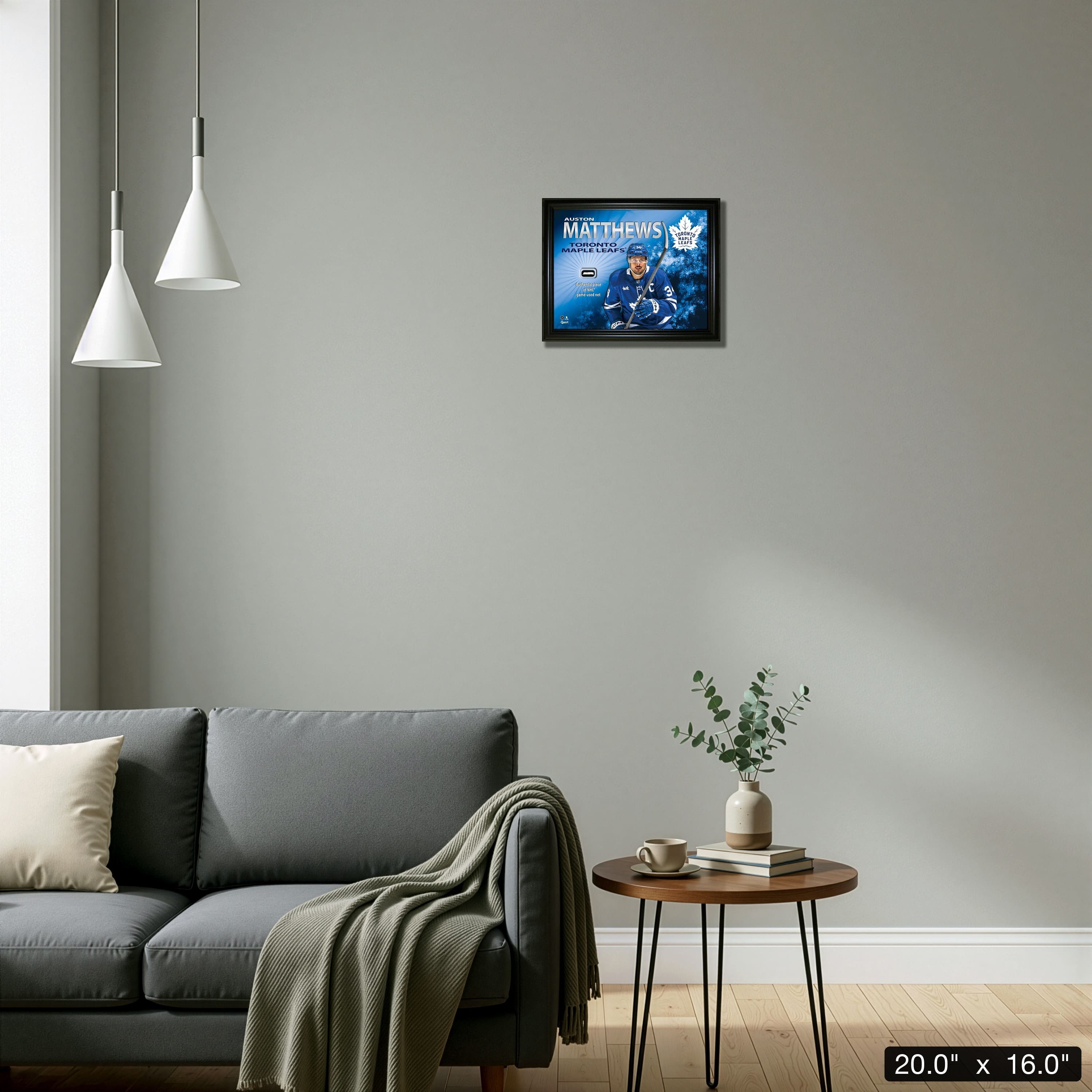Auston Matthews Toronto Maple Leafs 16" x 20" PhotoGlass Display with Authentic Game-Used Net Piece