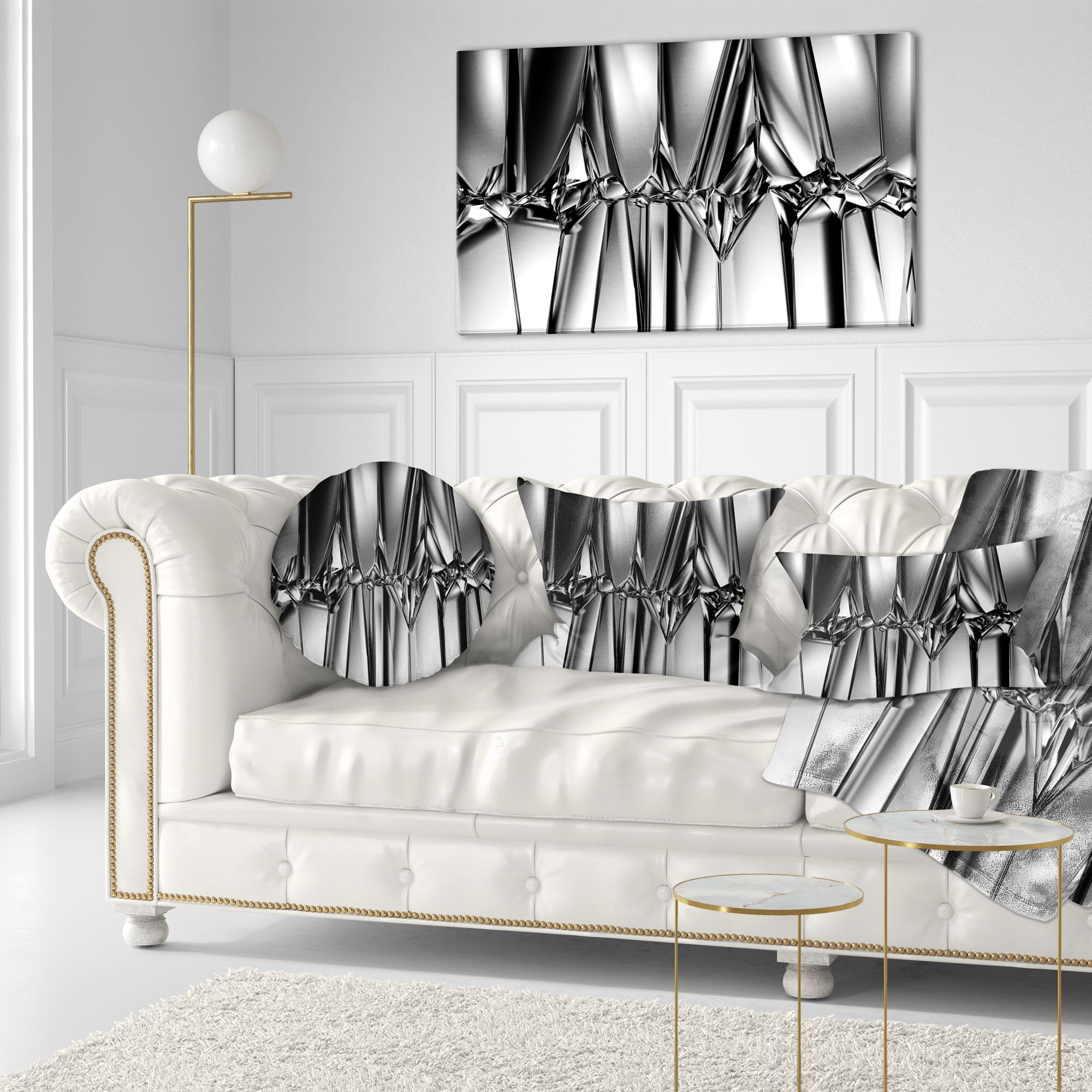 Designart - Black White Crystal Background