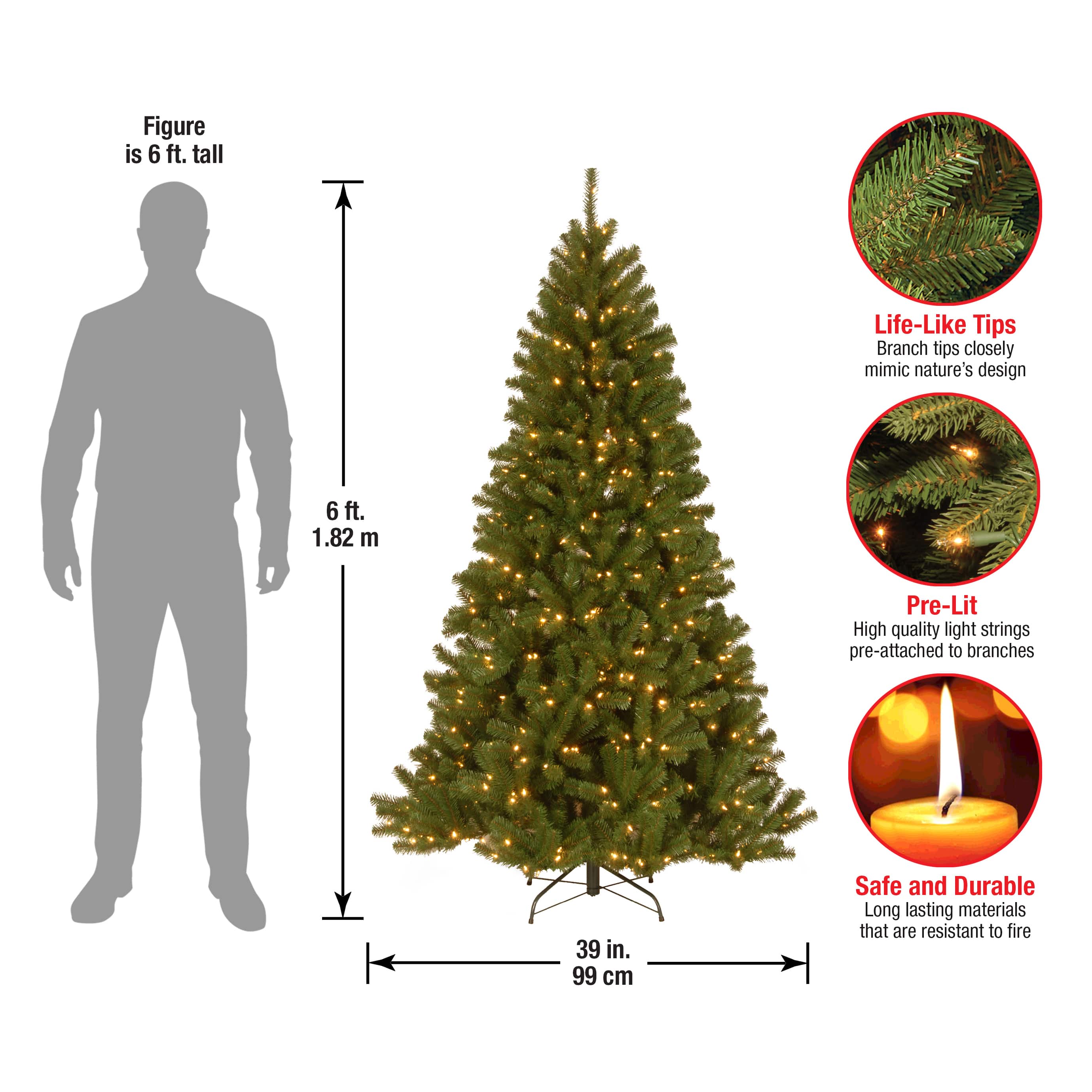 6ft. Pre-Lit North Valley® Spruce Artificial Christmas Tree, Clear Lights