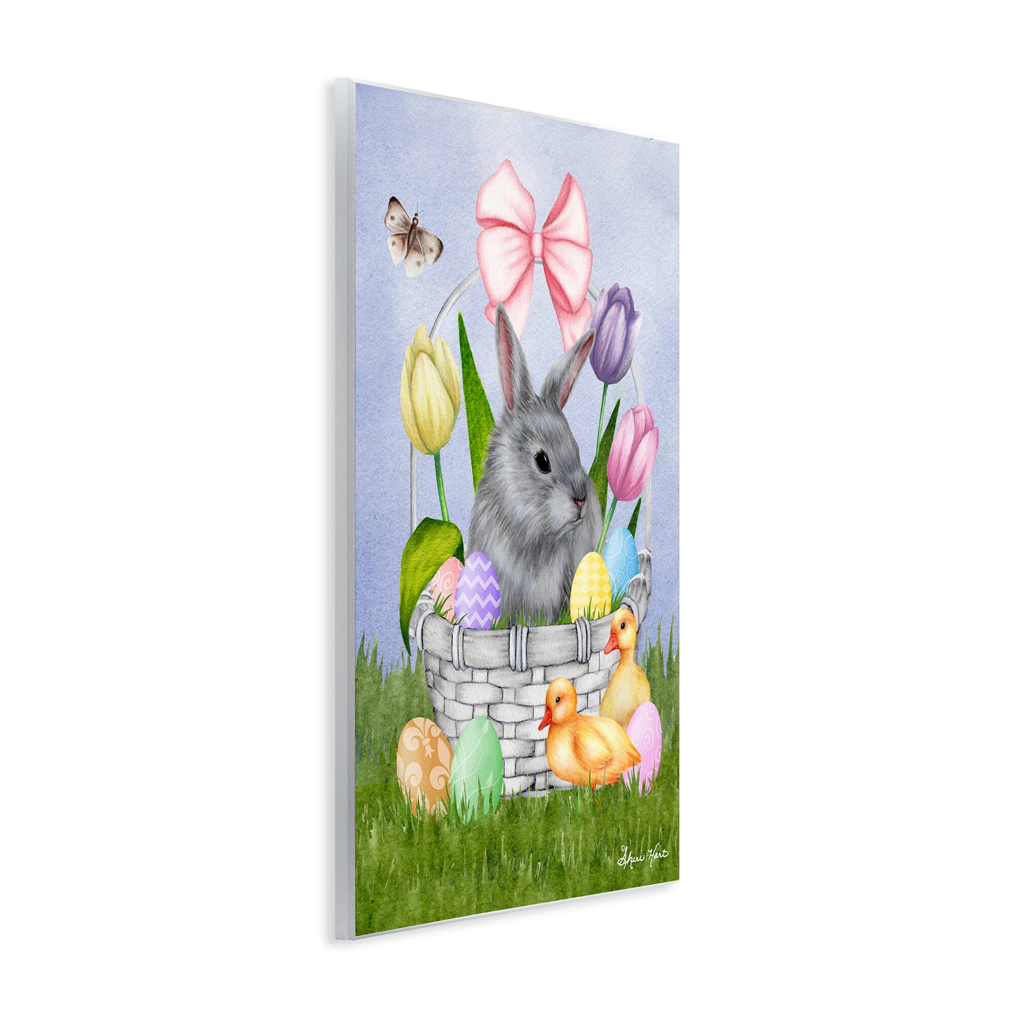 Stupell Industries Pastel Bunny Rabbit Basket Easter Egg Baby Chicks Wall Plaque Art