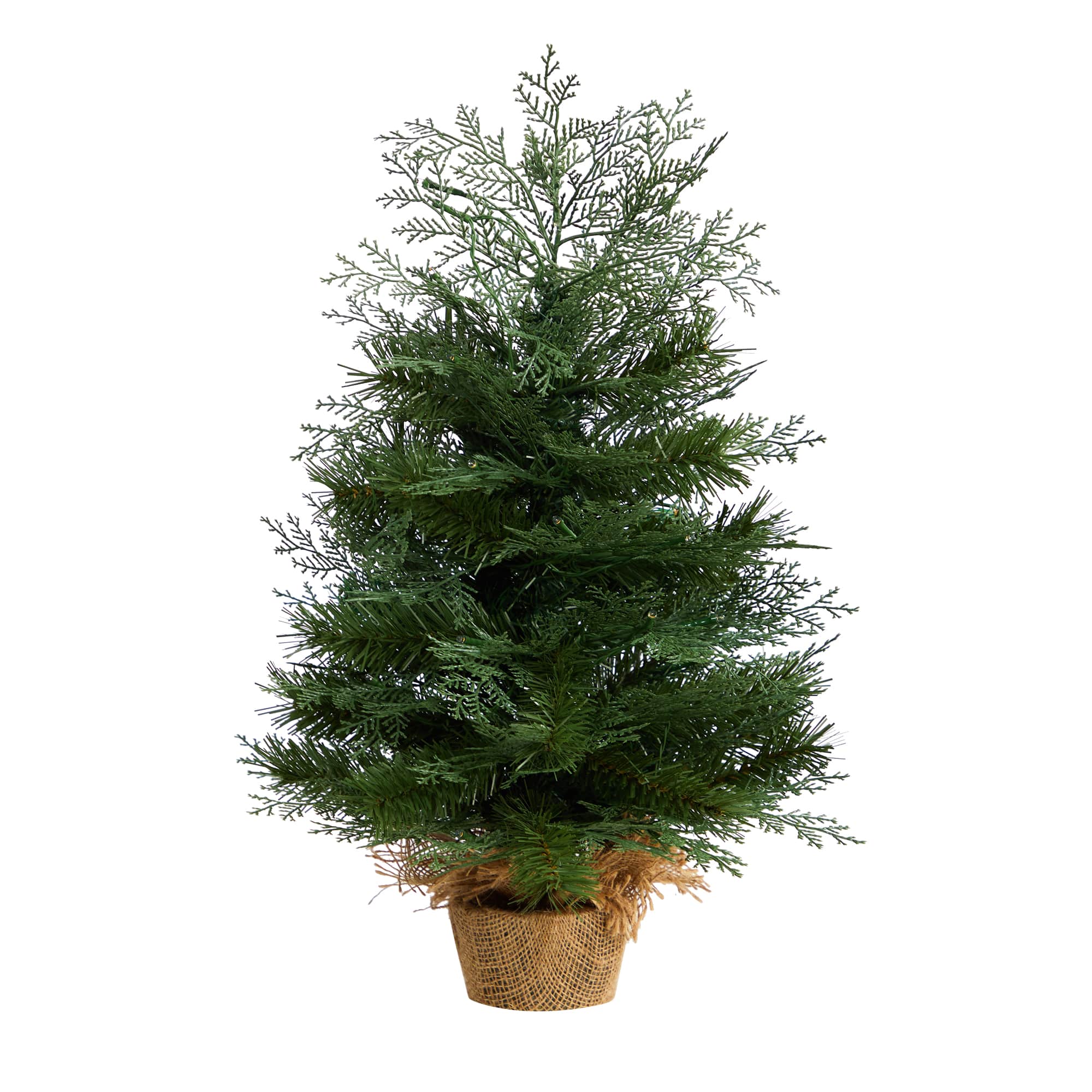 2ft. Pre-Lit Artificial Christmas Tree in Burlap Base, Warm White LED Lights