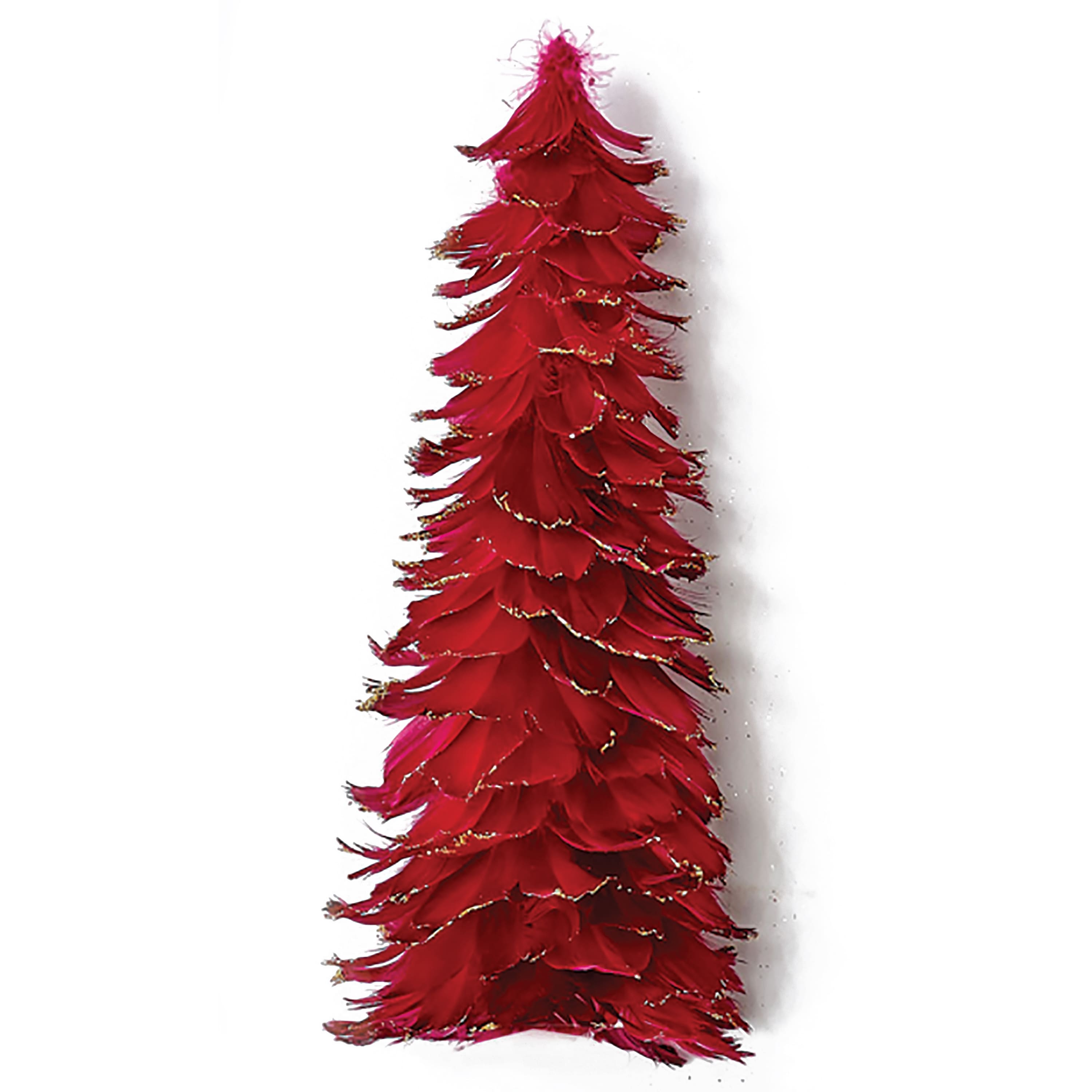 8" Glittered Feather Tabletop Christmas Tree