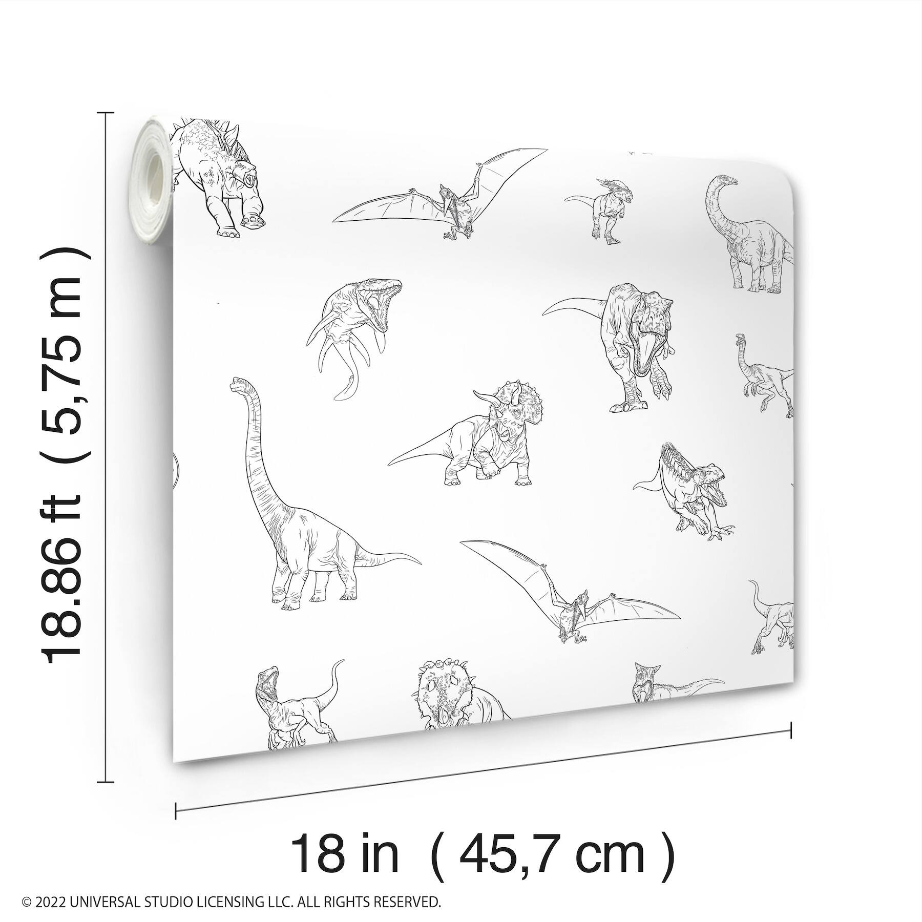 RoomMates Black Jurassic World Dinosaurs Peel & Stick Wallpaper