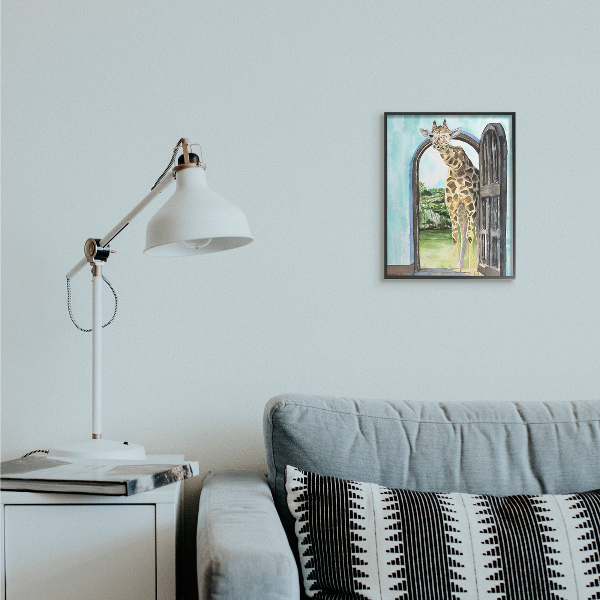 Stupell Industries Giraffe Through Doorway Wall Art in Frame
