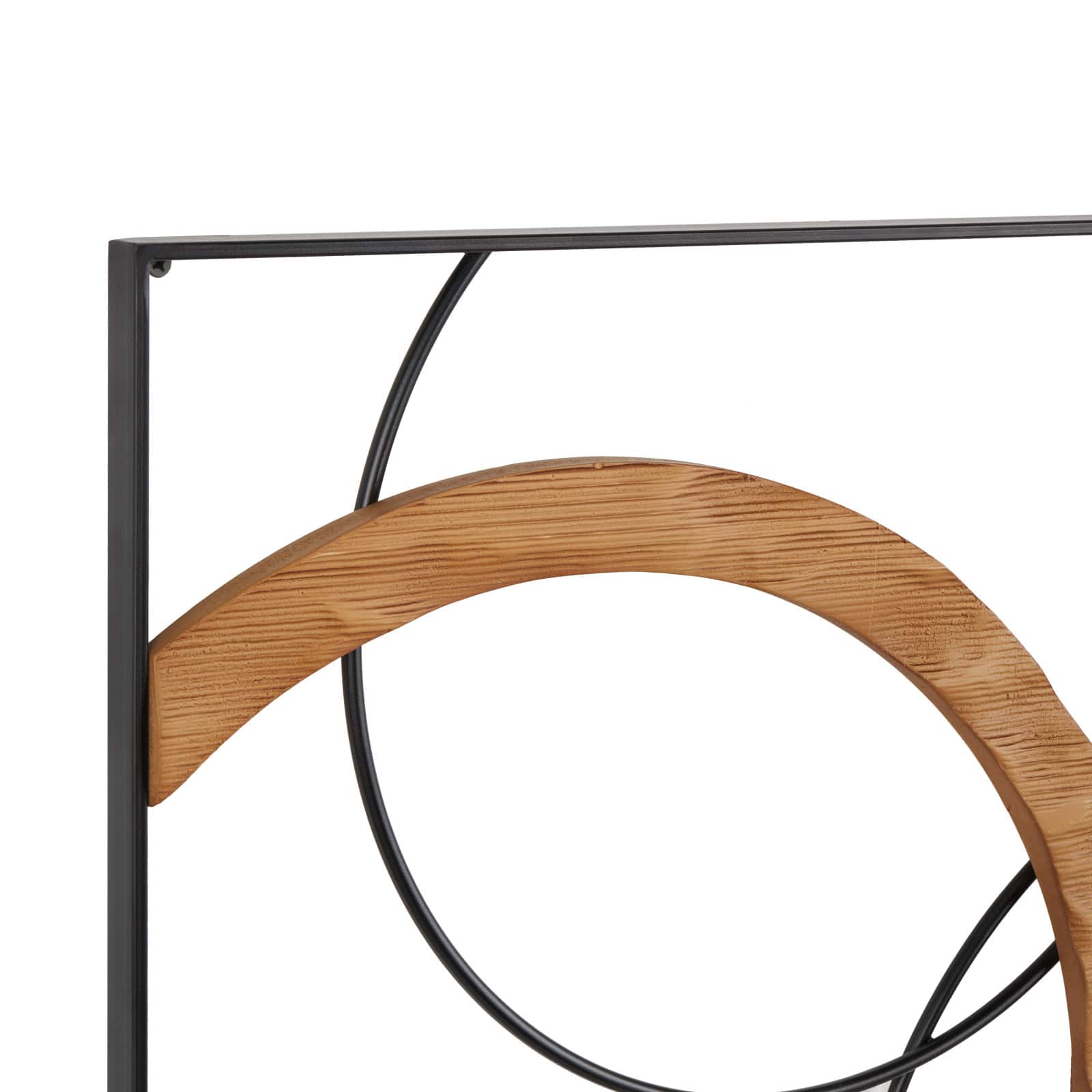 18" x 36" Black Metal Abstract with Brown & White Wooden Accent Home Wall Décor, 3ct.
