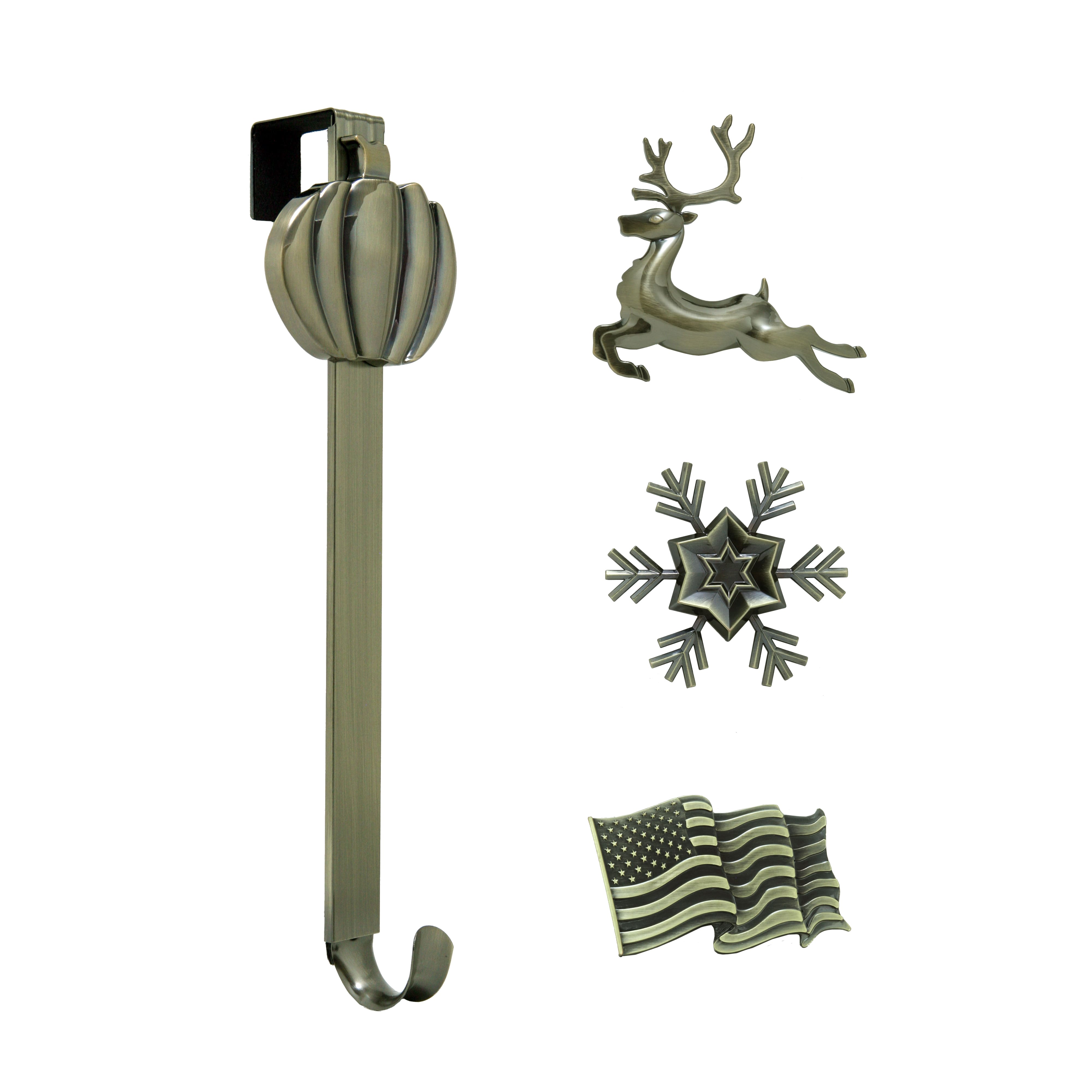 Haute Decor Antique Brass Icon Adjustable Wreath Hanger