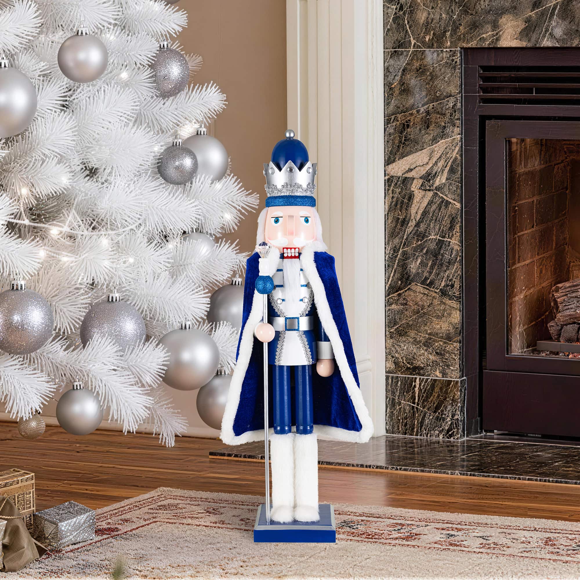 Glitzhome® 24" Wooden Christmas Blue King Nutcracker