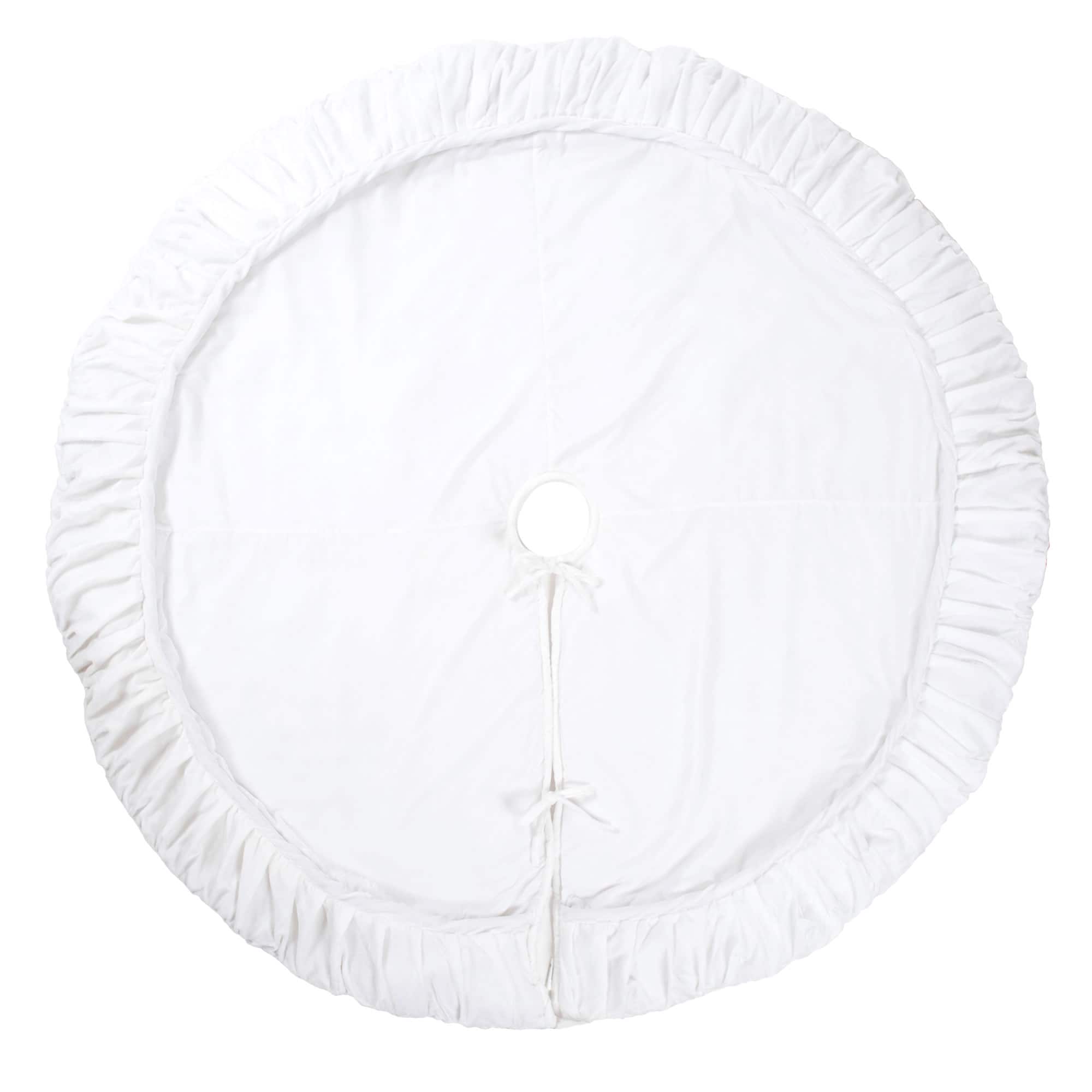 Vickerman 84" White Plush & Velvet Christmas Tree Skirt