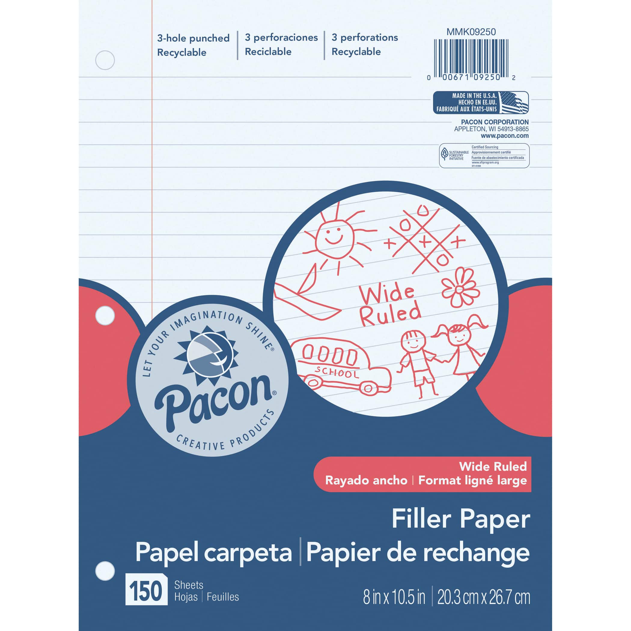 Pacon® 8" x 10.5" Filler Paper, 6 Packs of 150 Sheets