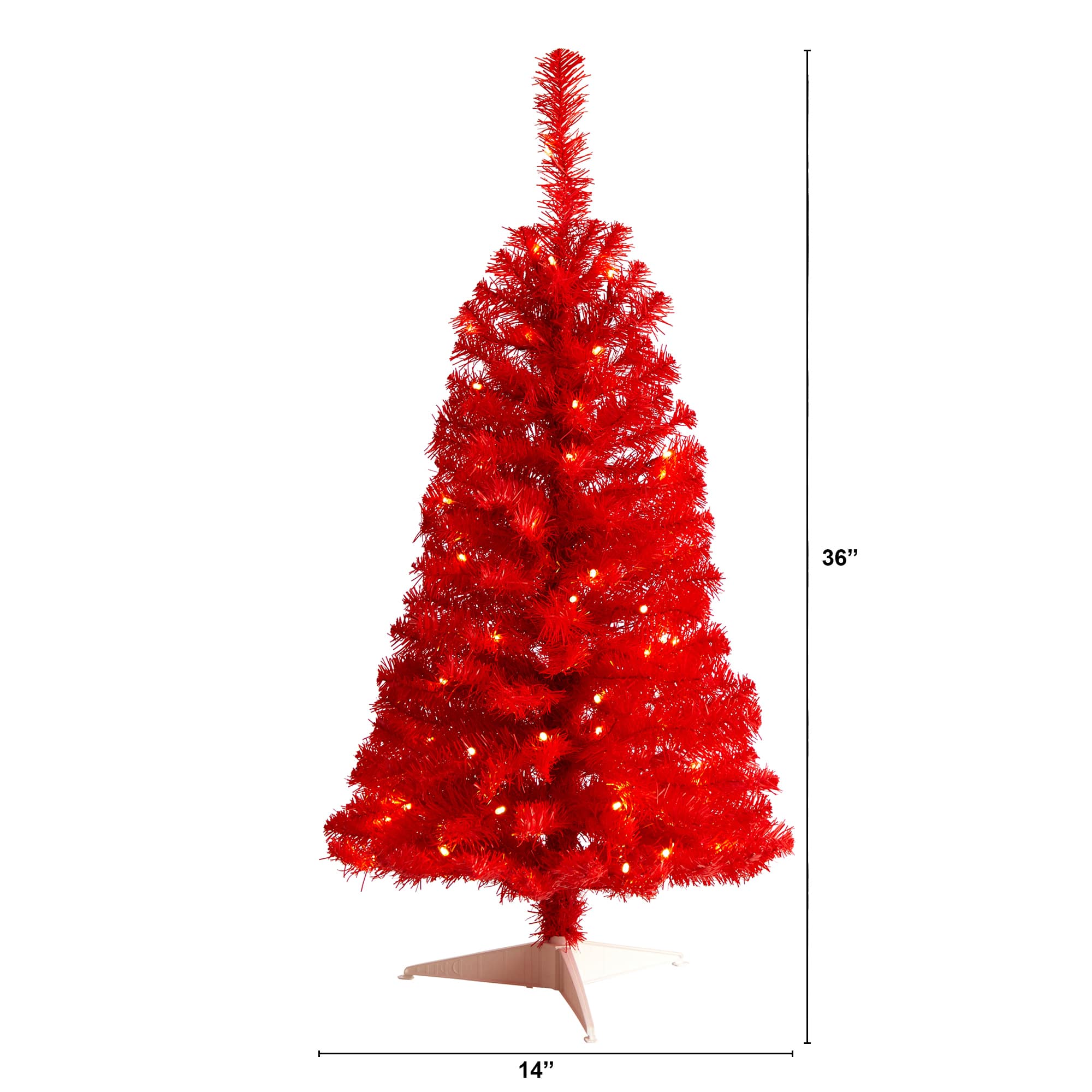 3ft. Pre-Lit Red Artificial Christmas Tree, Warm White LED Lights