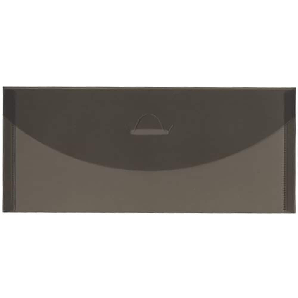 JAM Paper Smoke Gray Plastic Tuck Flap Closure 4.25" x 9.75" Envelopes, 12ct.