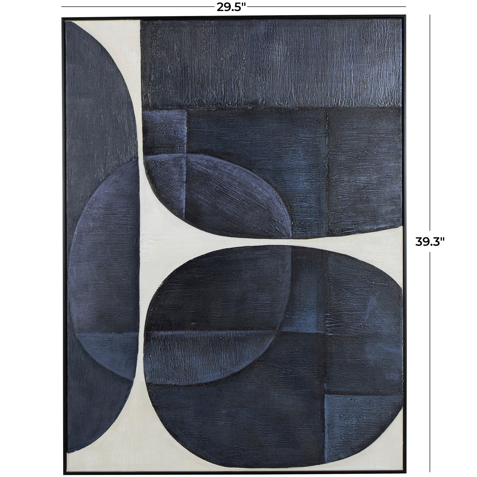 Blue Geometric Abstract Circle Framed Wall Art