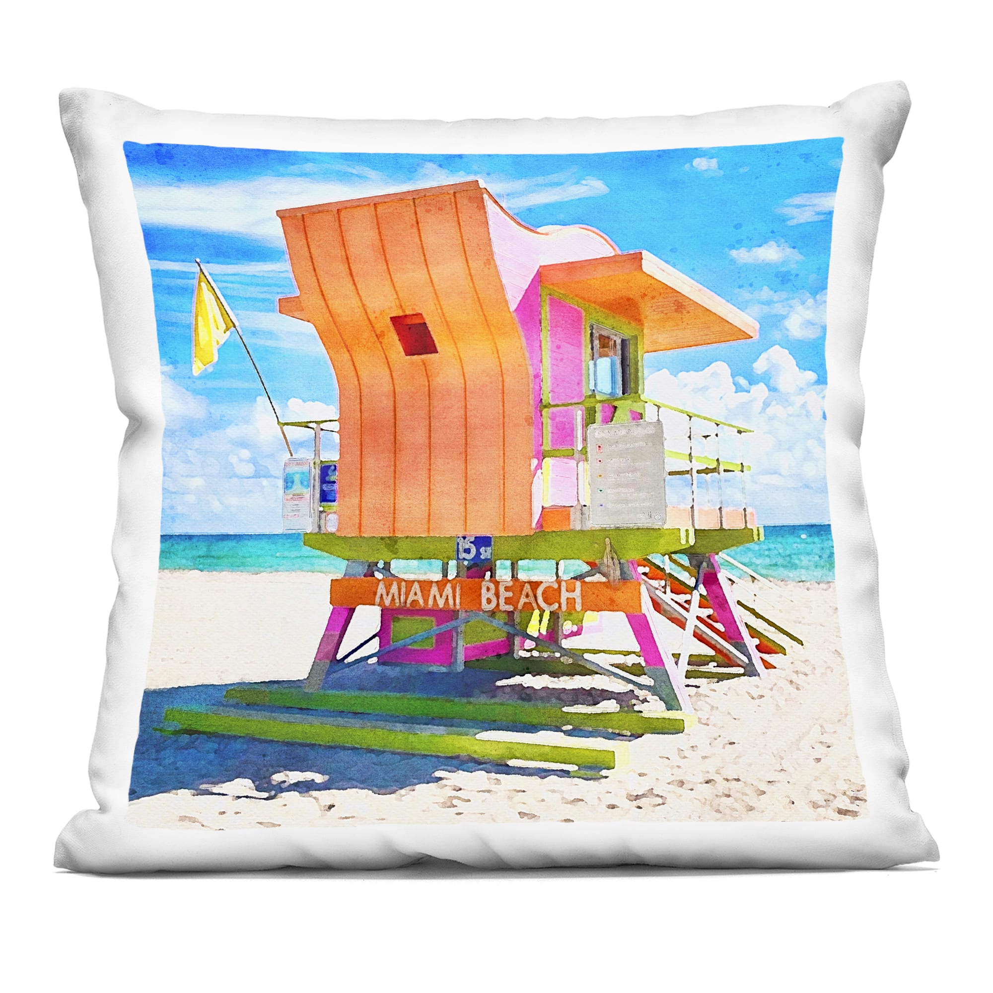 Stupell Industries 18" x 18" Miami Beach Shoreline Decorative Printed Indoor Pillow