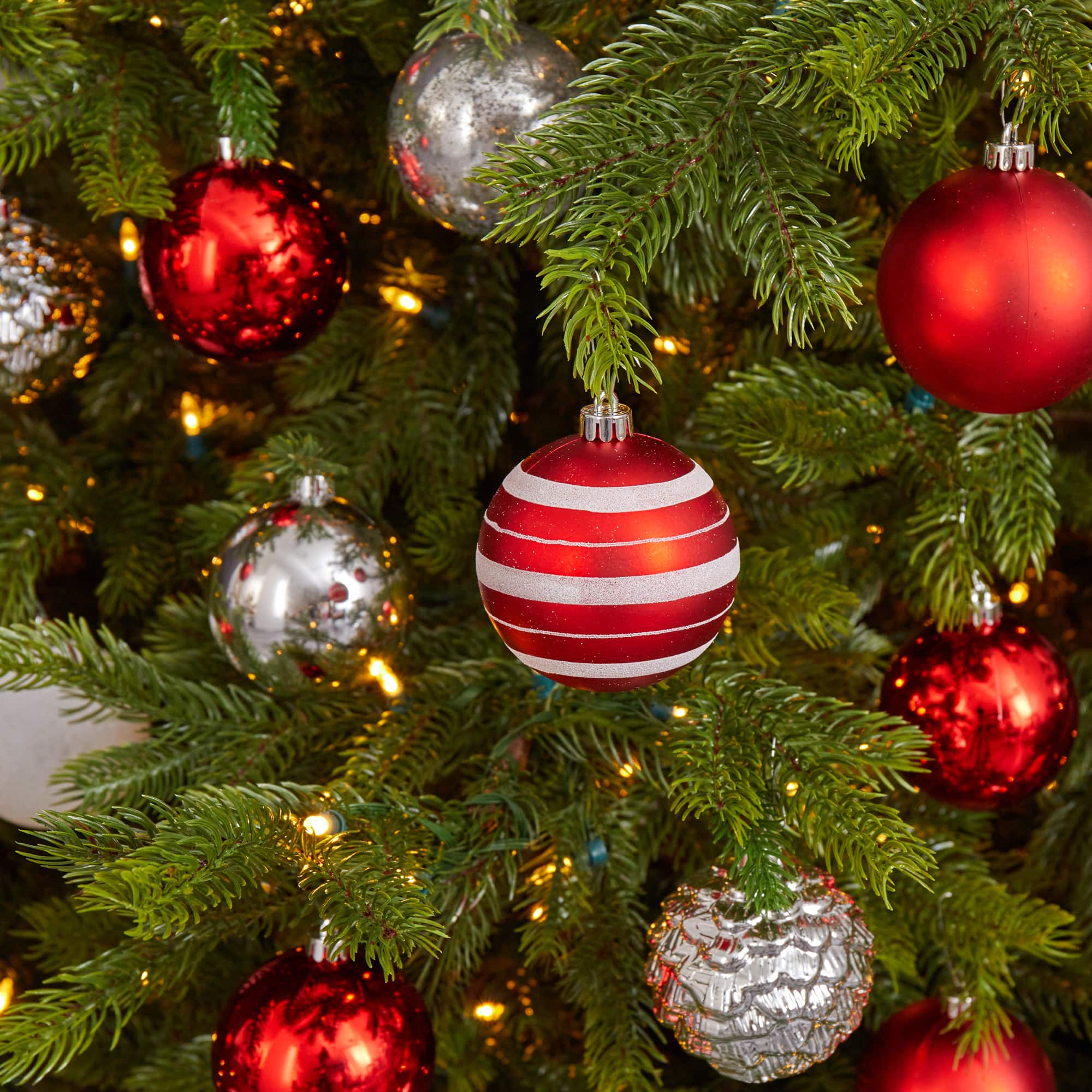 64ct. 3" Red & Silver Shatterproof Ball Ornaments