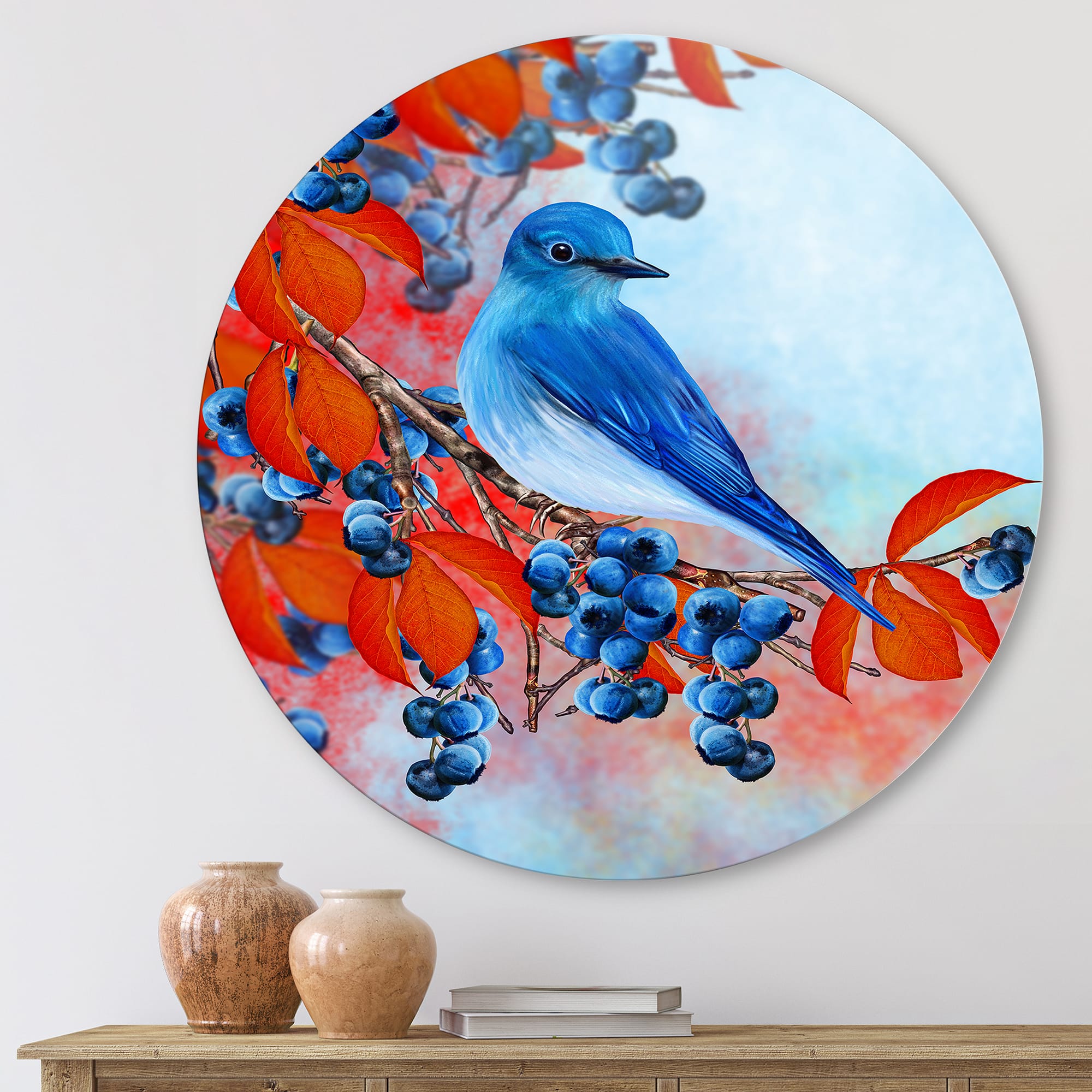 Designart - Bright Bird Bullfinch Sitting On A Branch III