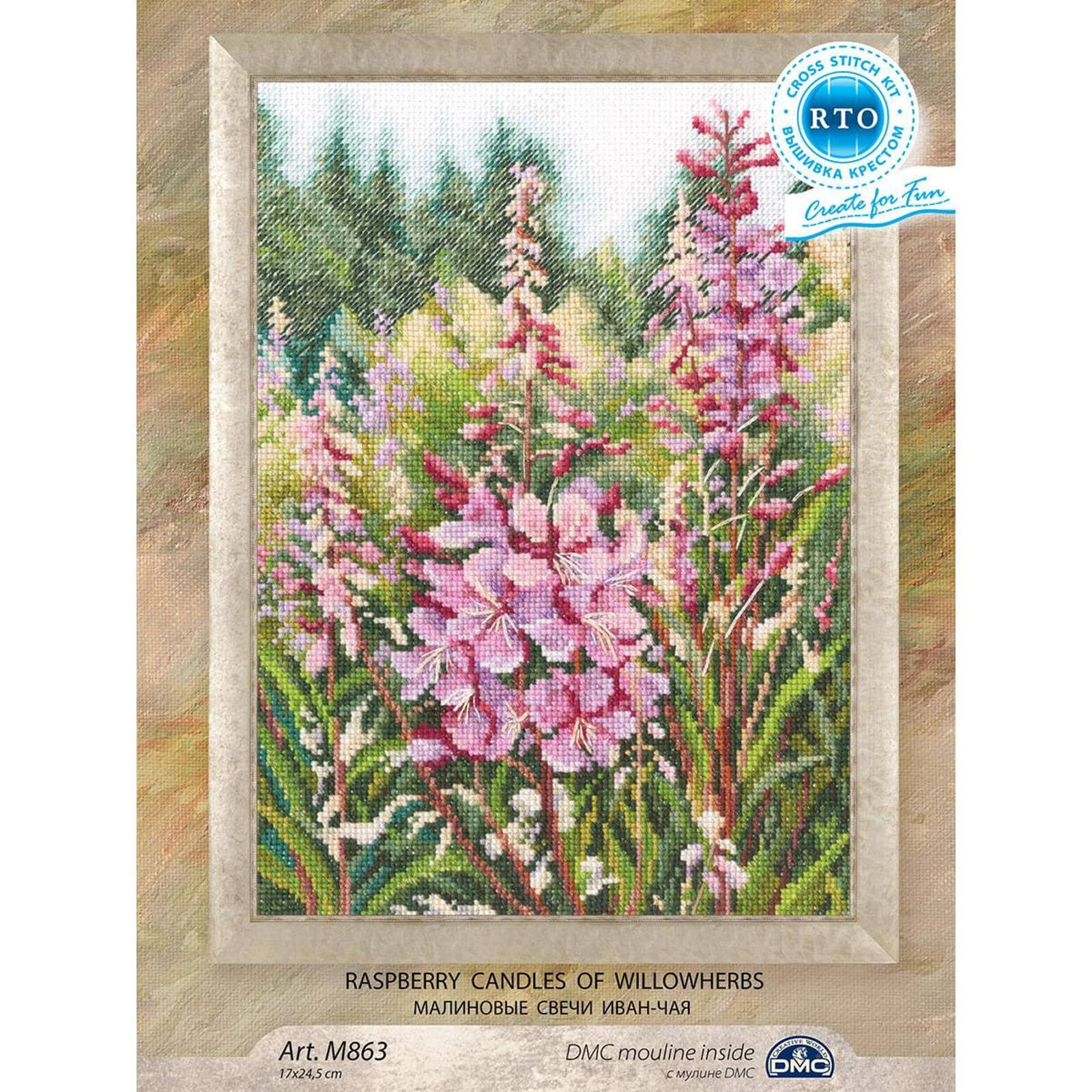 RTO Raspberry Candles Of Willowherbs Cross Stitch Kit