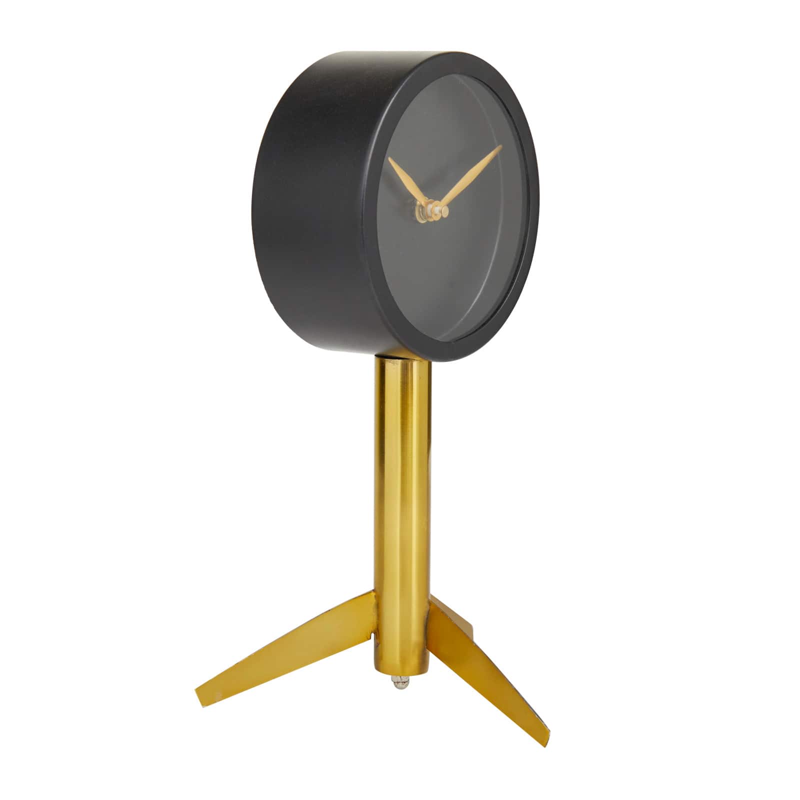 11" Black Stainless Steel Clock with Gold Stand