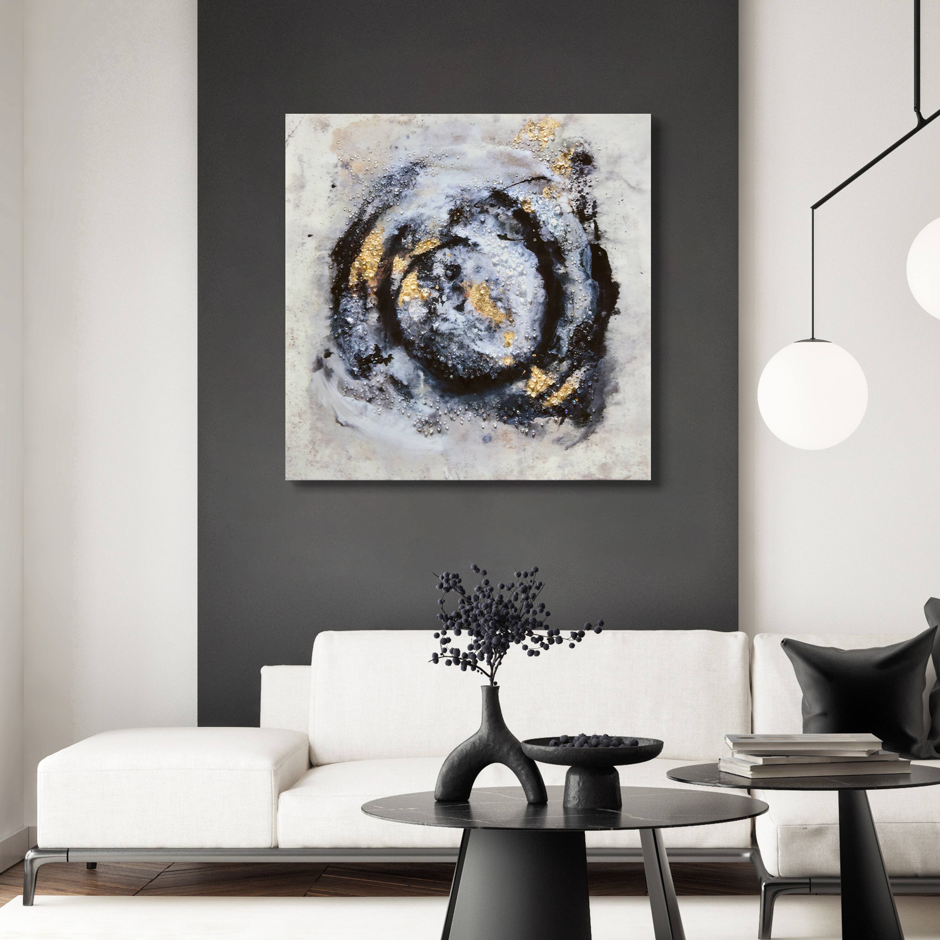 Empire Art Direct Arte De Crystallus 36" x 36" Cosmic Swirl II Epoxy Wrapped Acrylic Crystal Shard Abstract Canvas Wall Art